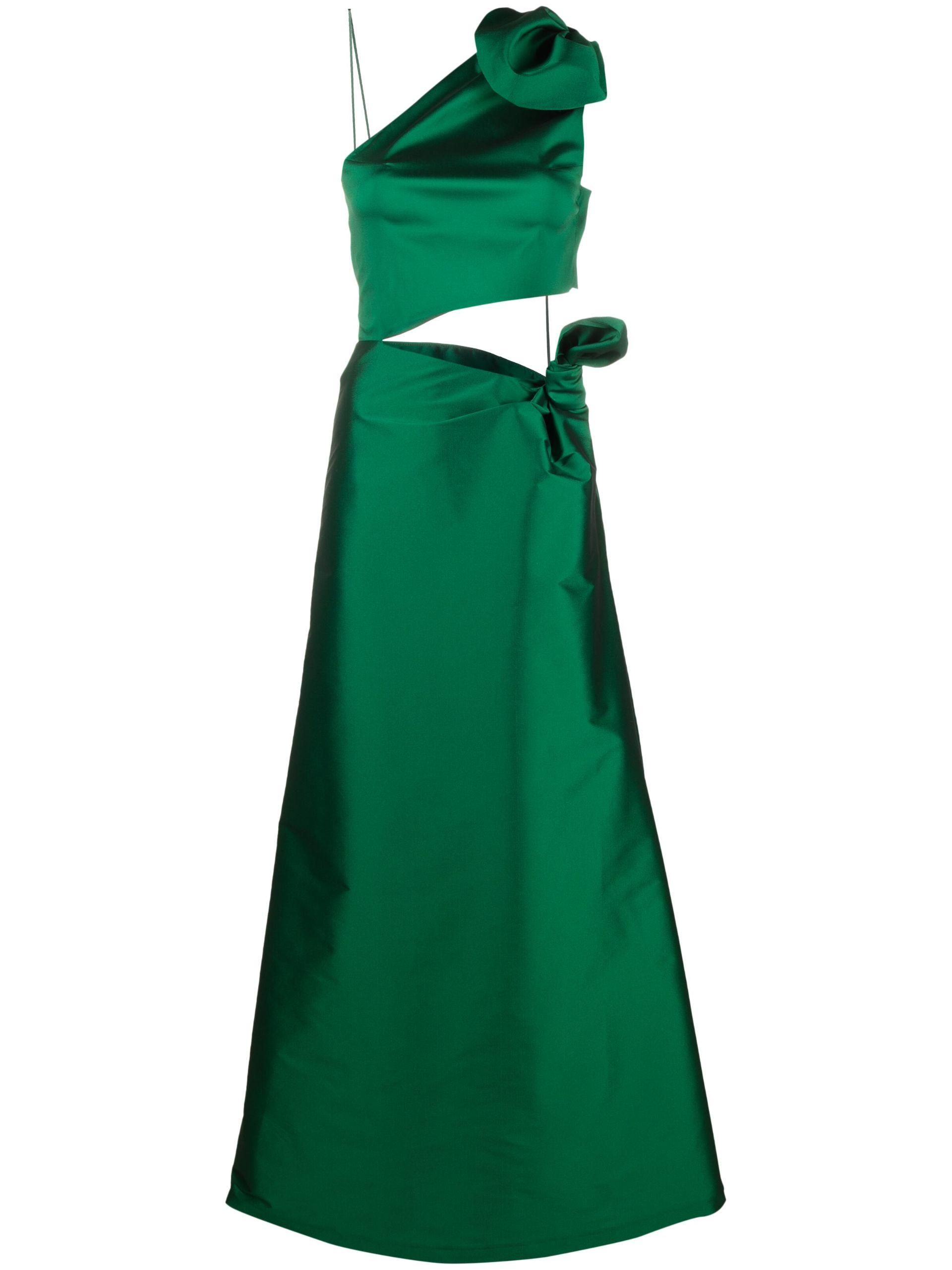 BERNADETTE Carlotta Satin Midi Dress in Green | Lyst UK