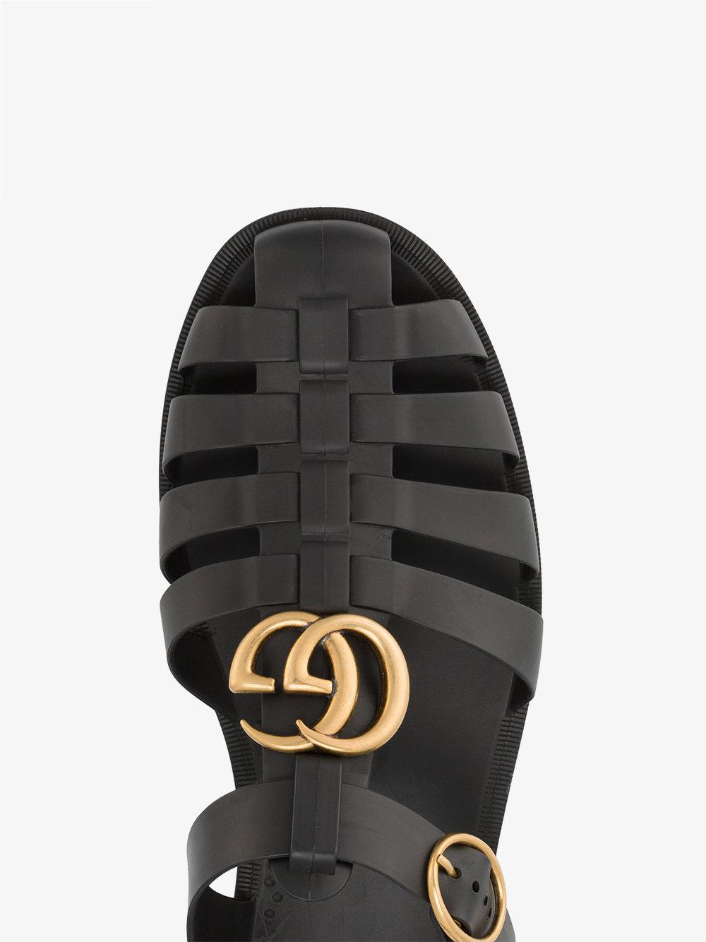 Gucci Rubber Buckle Strap Jelly Sandals in Black for Men - Lyst