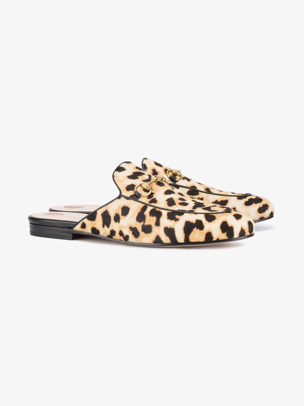 Gucci Leopard Princetown Pony Mules | Lyst