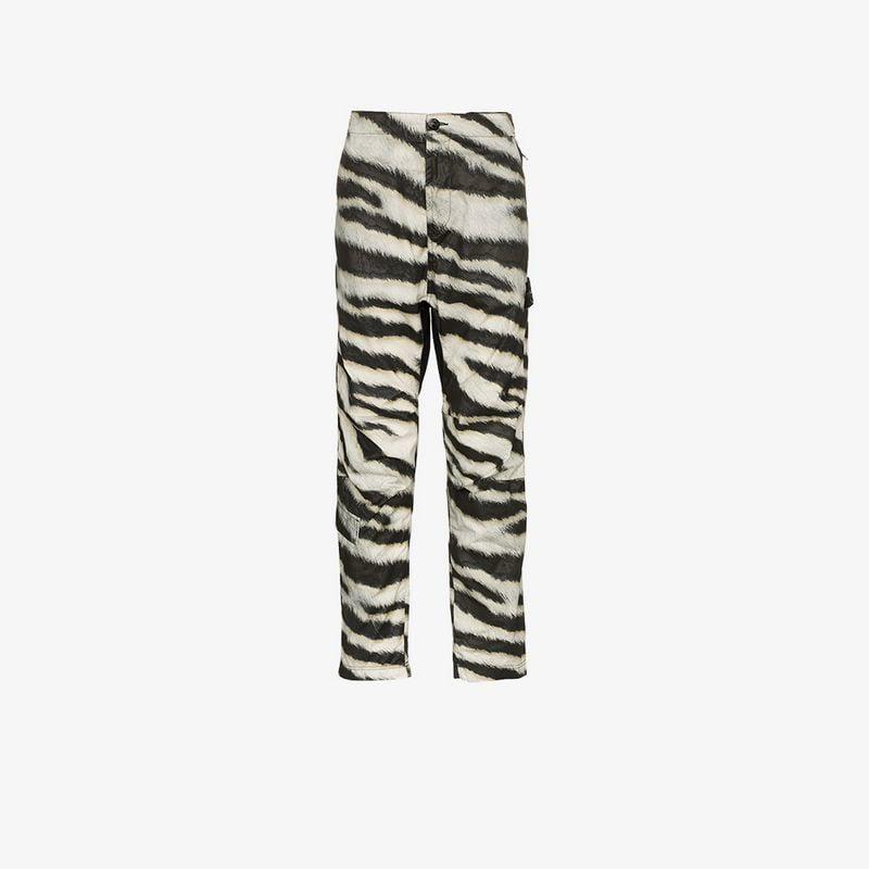 Stone Island Cotton Zebra Print Track Pants in Black for Men - Lyst