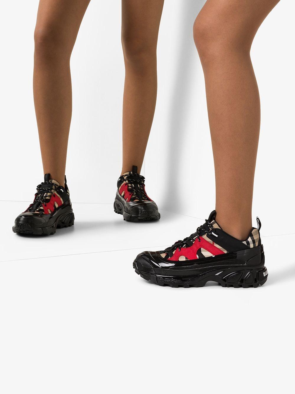 vintage check cotton and nubuck arthur sneakers