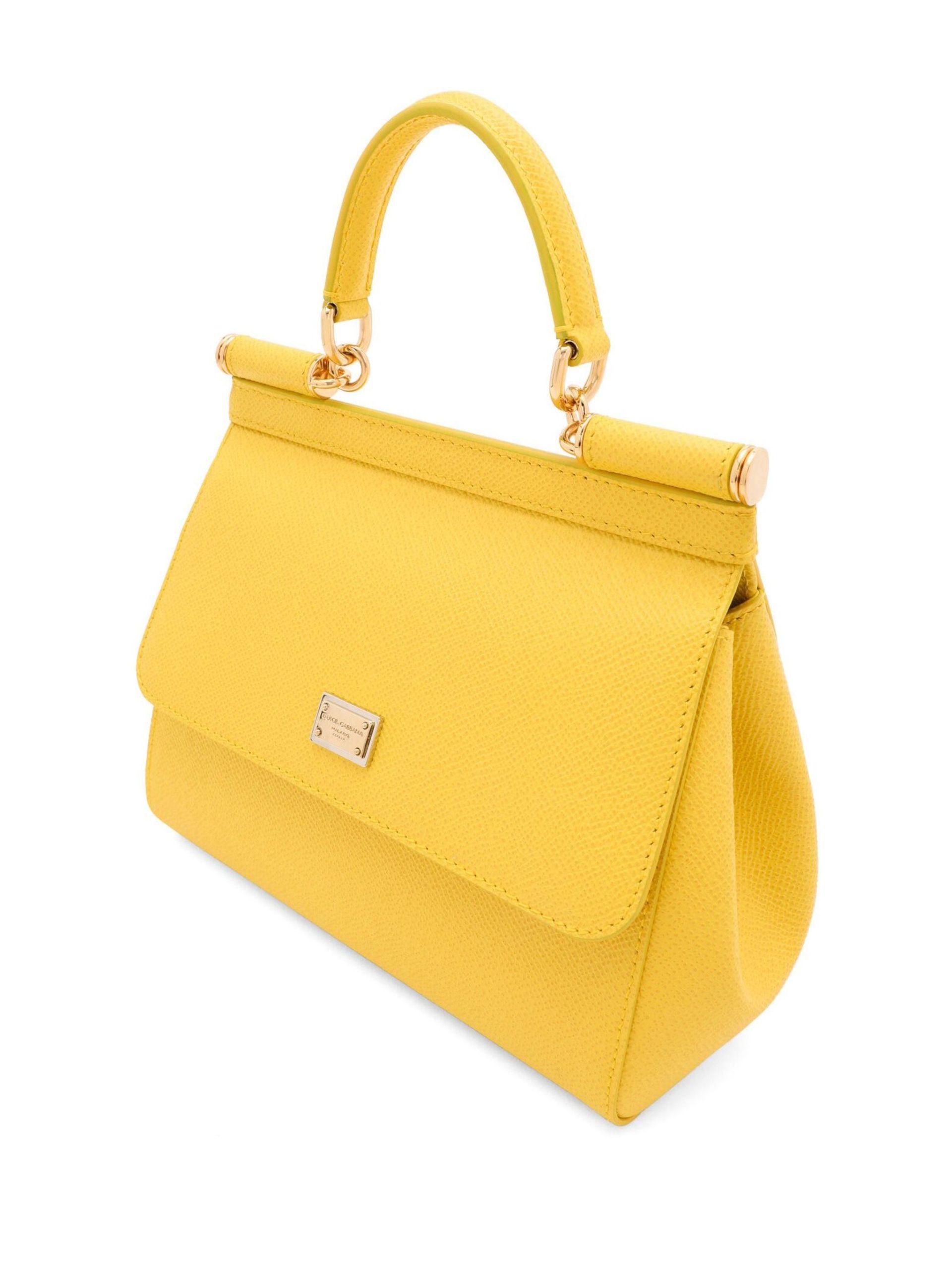 Dolce&Gabbana Sicily Small Leather Tote Bag Yellow Female