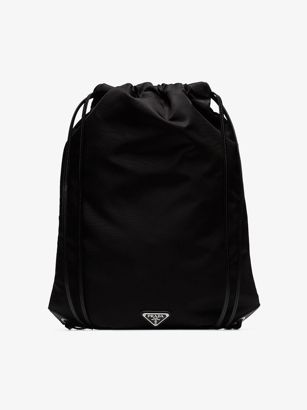  Prada Black Nylon and Leather Drawstring Pouch 1NA369 :  Clothing, Shoes & Jewelry