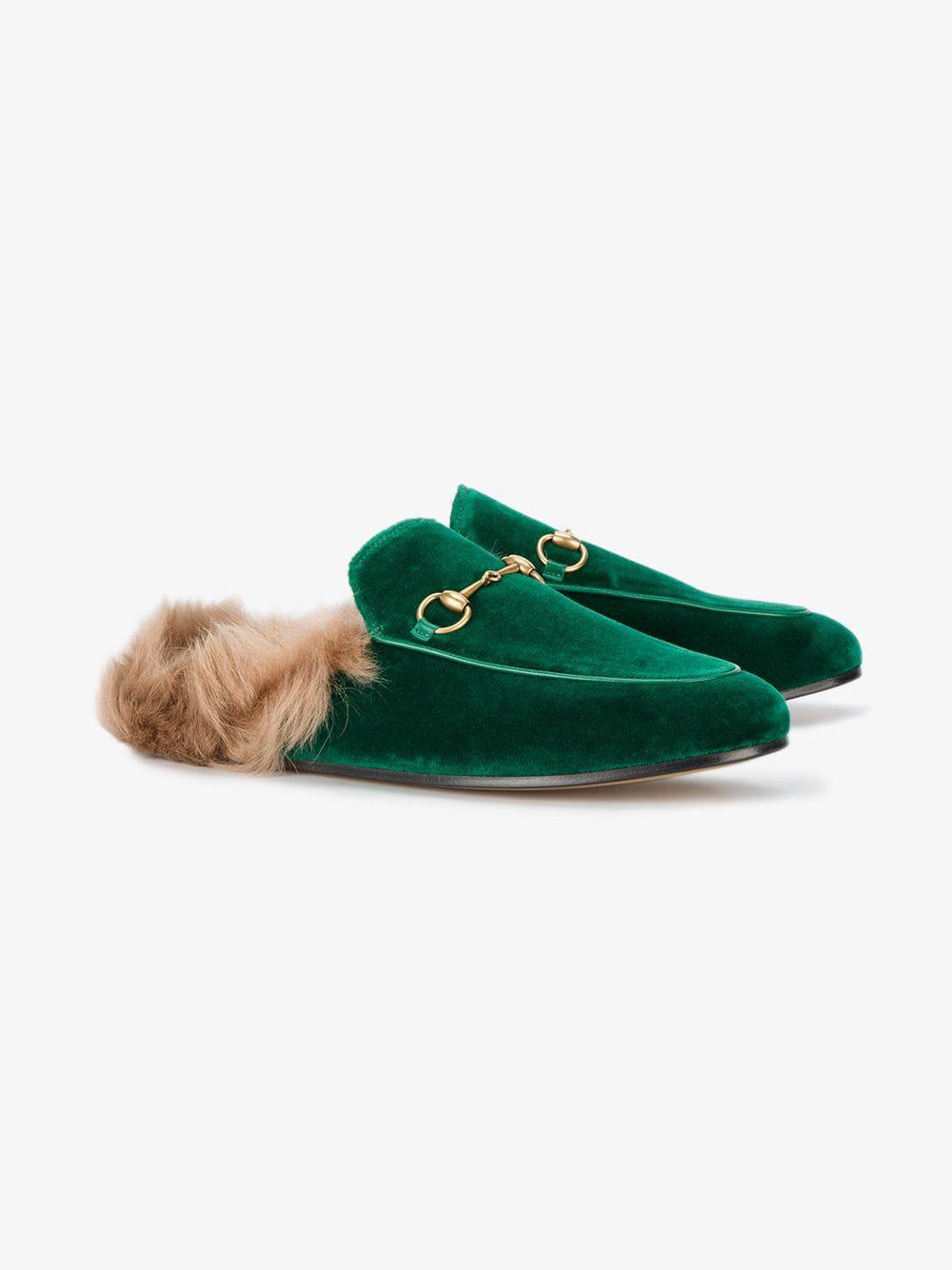 Gucci Princetown Velvet Slippers in 