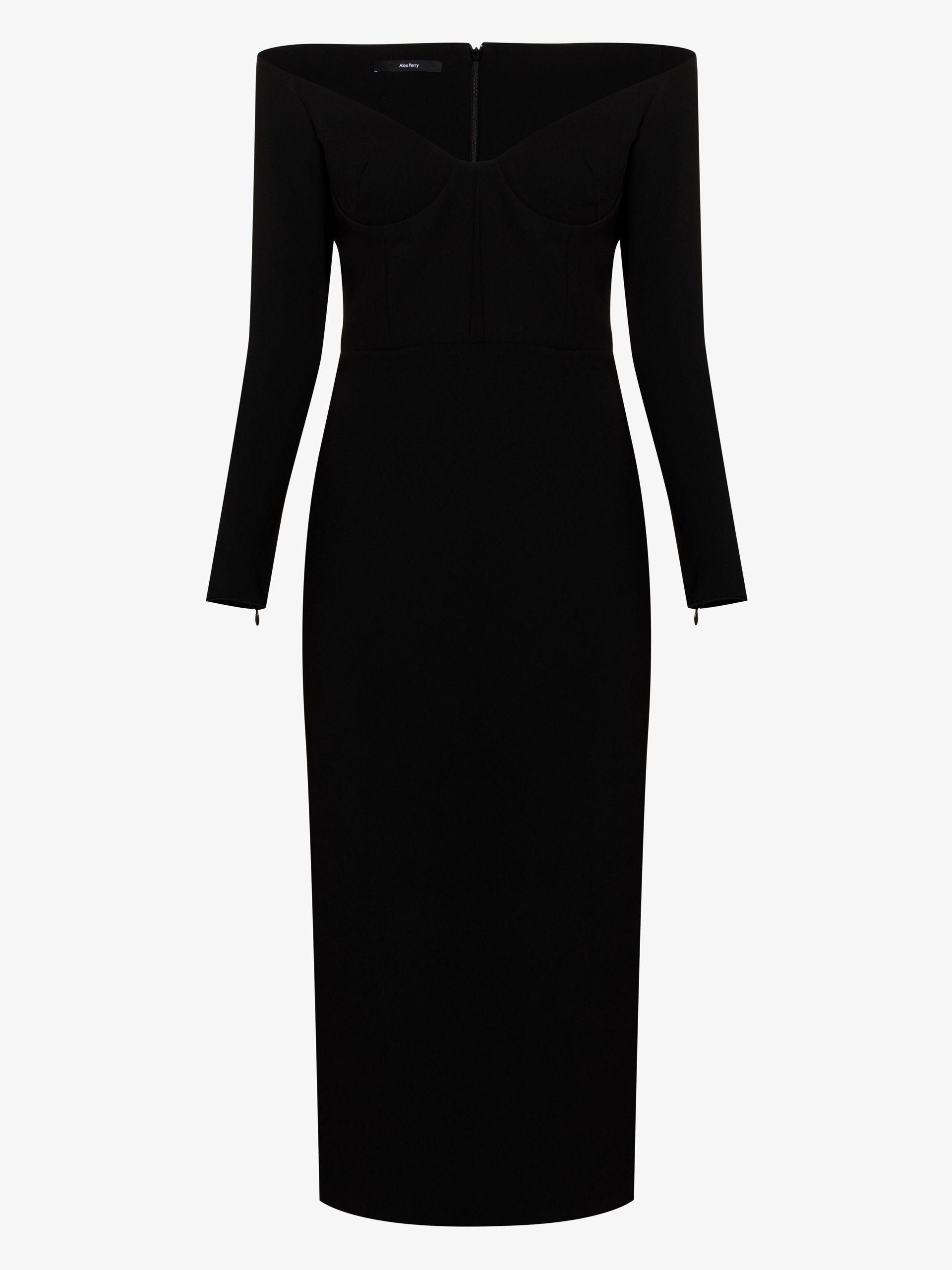 Alex Perry Deryn Off-the-shoulder Midi Dress in Black | Lyst