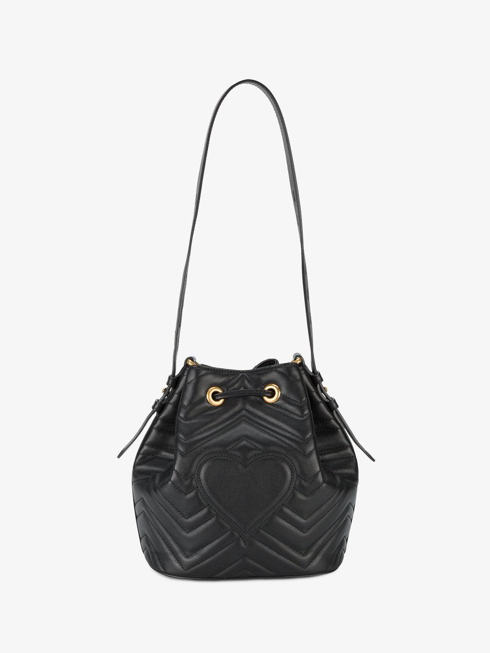 Gucci Canvas Marmont Mini Bucket Bag in Black - Lyst