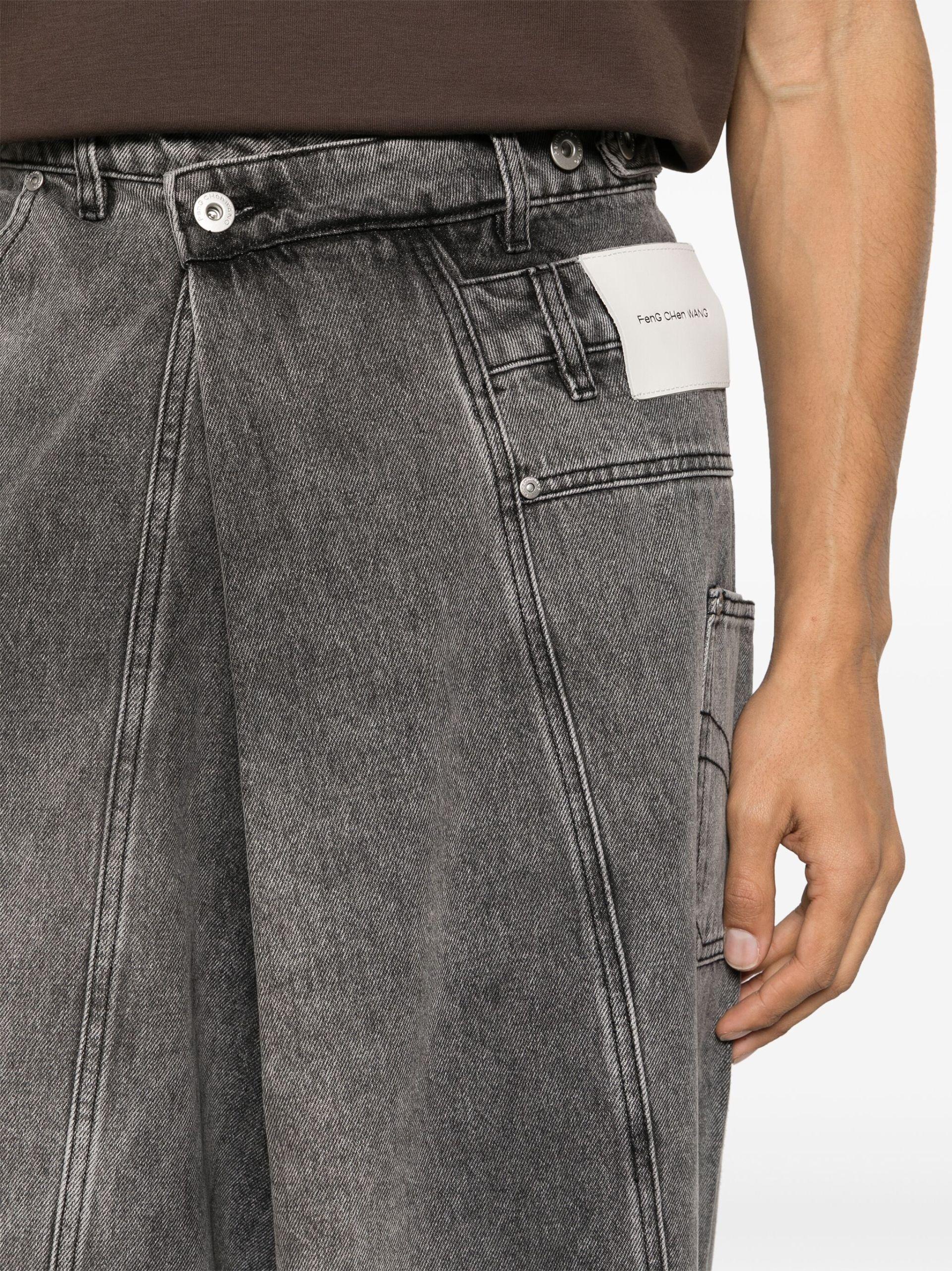 Feng Chen Wang Asymmetric Wide-leg Jeans in Gray for Men | Lyst