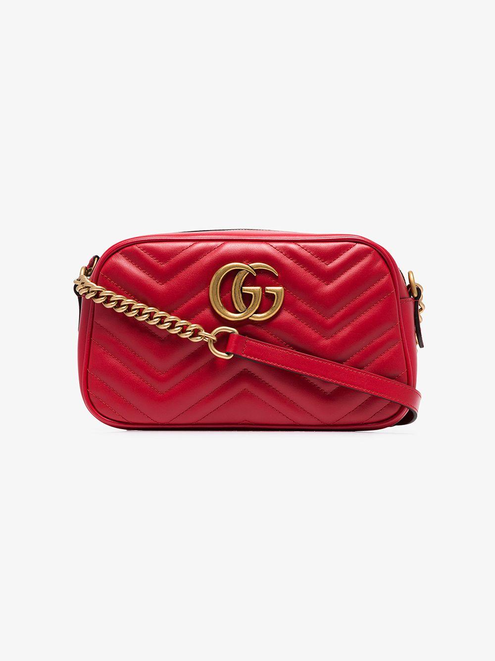 gg marmont small matelassé shoulder bag red