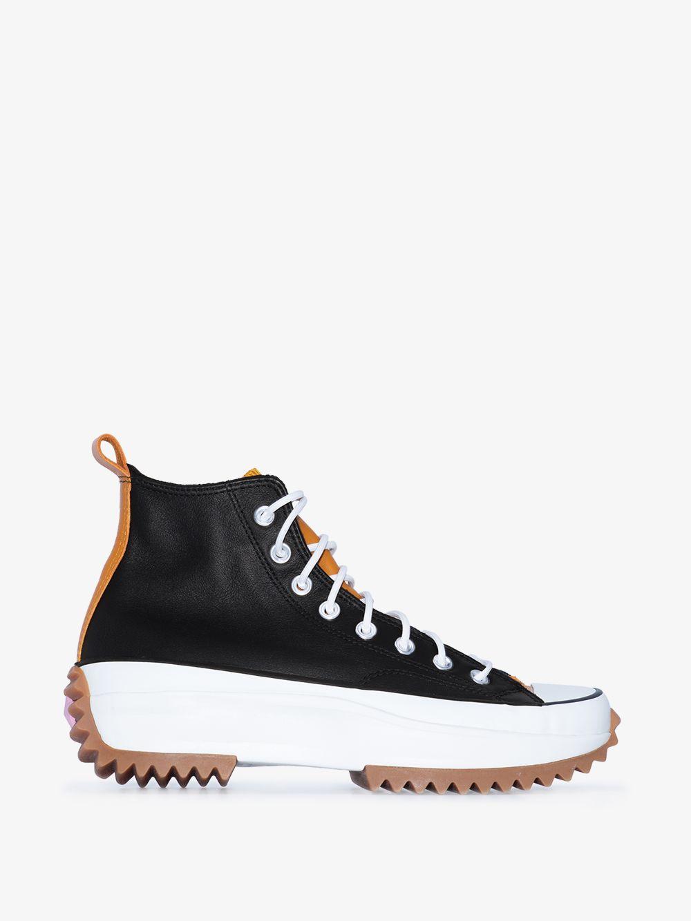 black run star hike high top sneakers