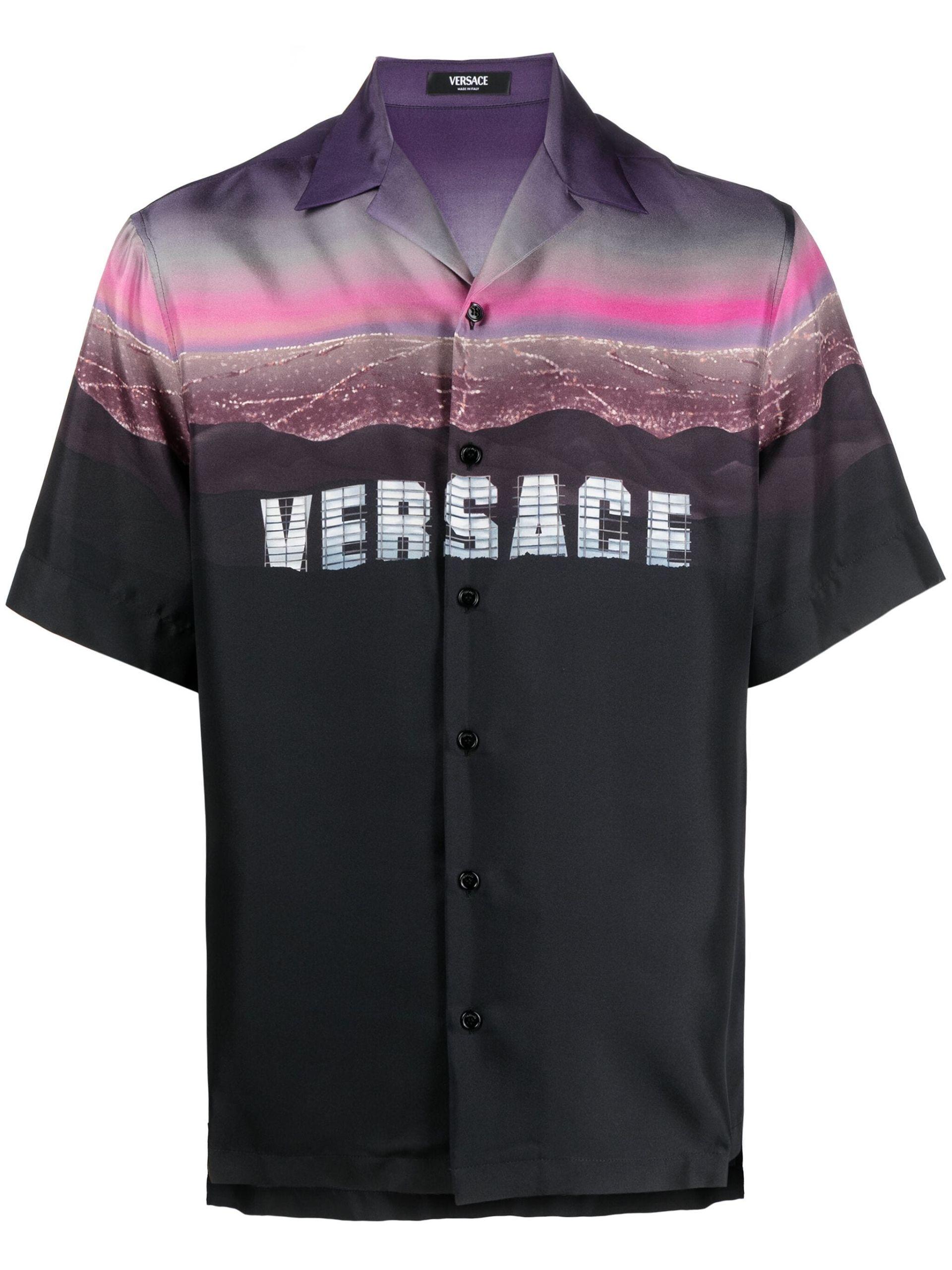 Versace Hills Print Silk Shirt in Black for Men