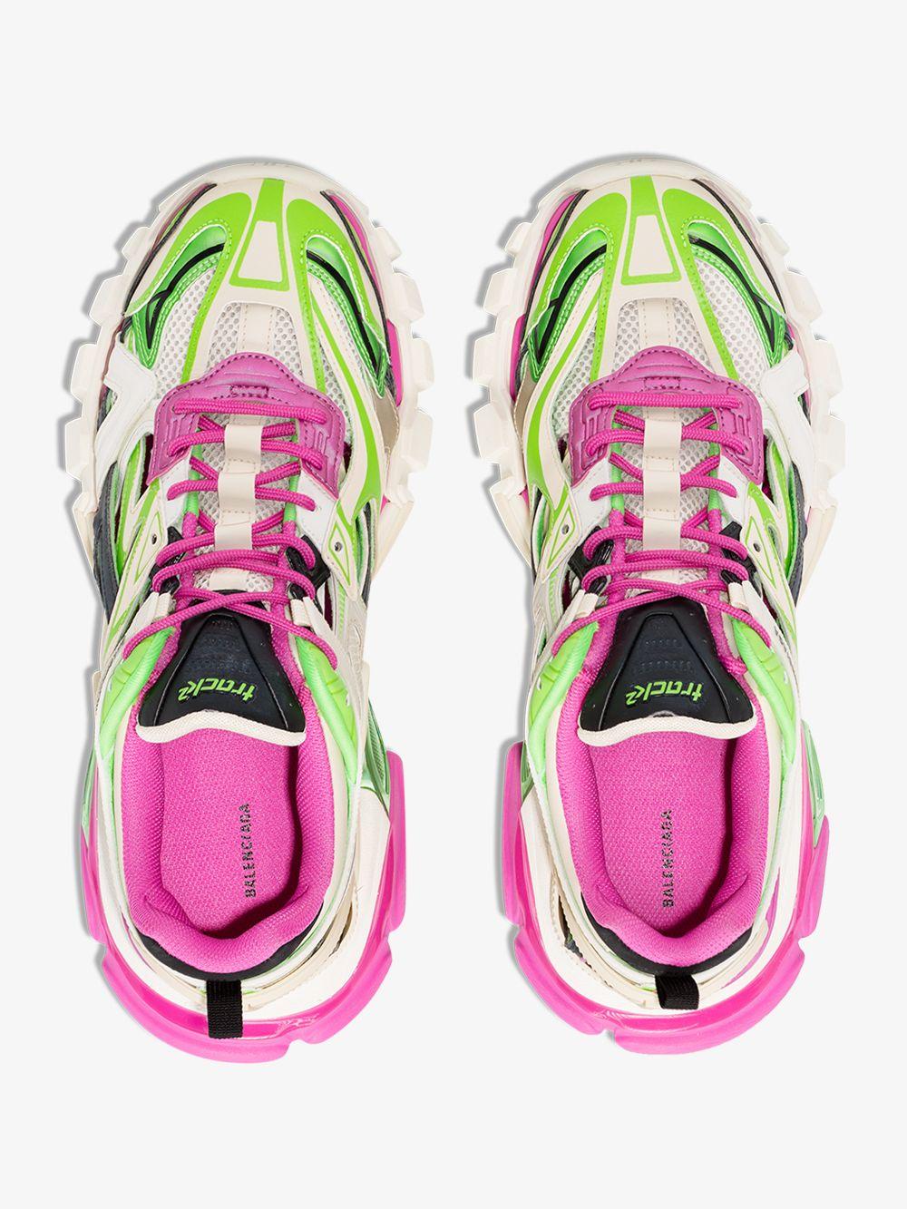 Balenciaga White, Green And Pink Track 2 Sneakers for Men - Lyst