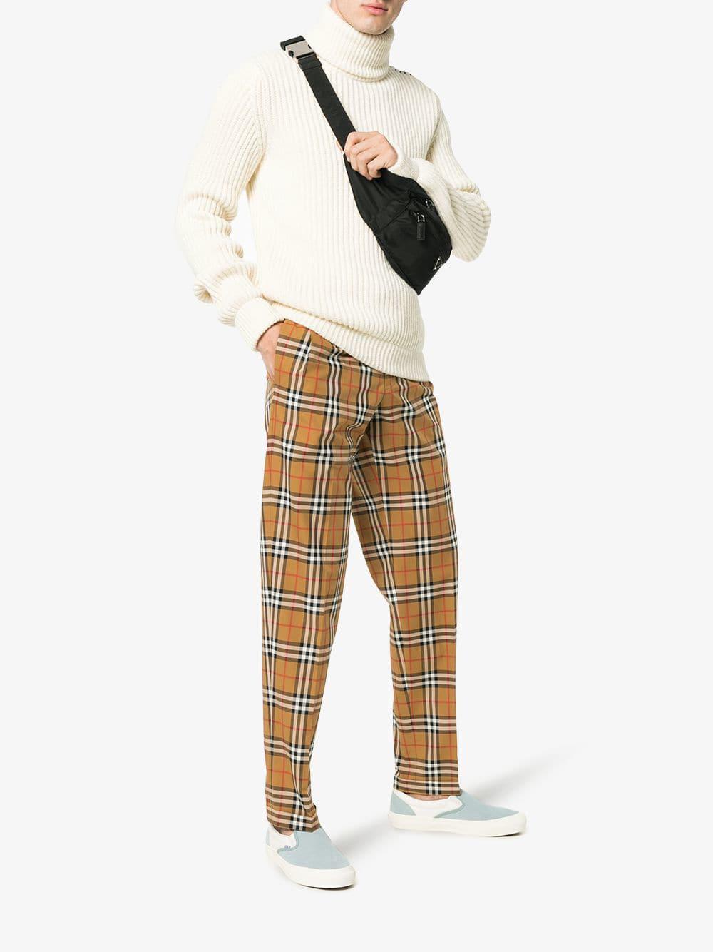 Print Tailored Cotton Trousers in Camel 