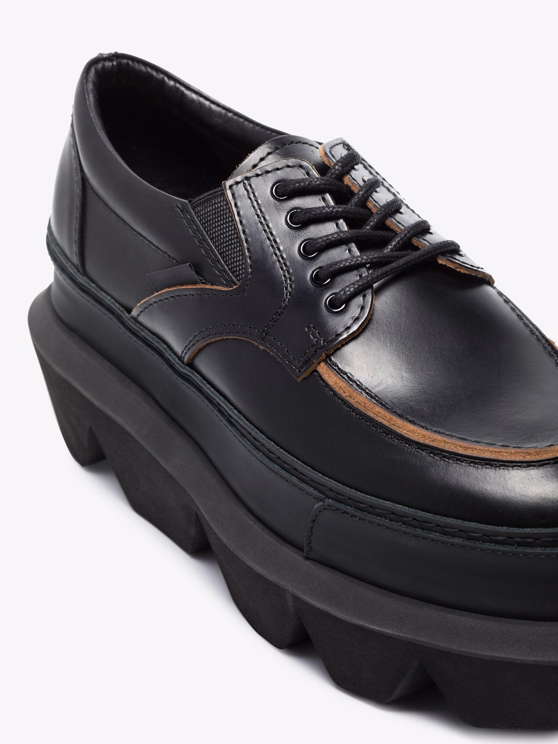 Sacai Black Flatform Leather Derby Shoes | Lyst