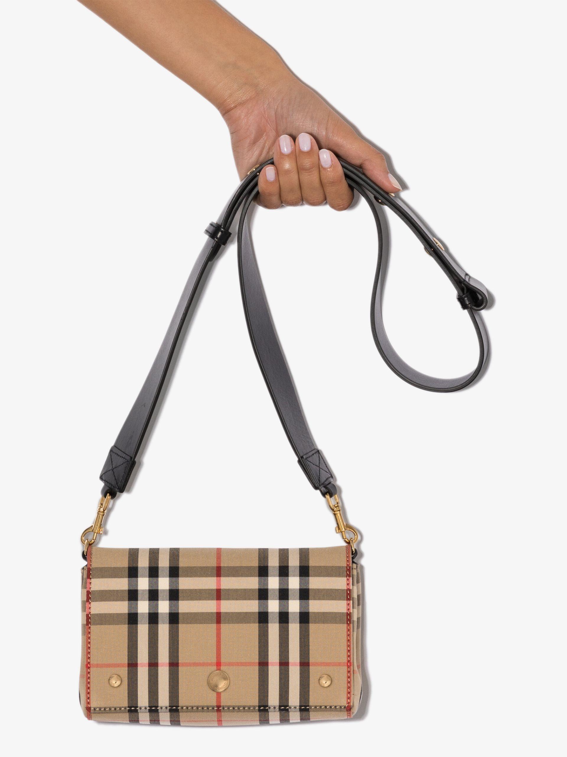 Burberry neutrals Mini Check And Leather Tote Bag