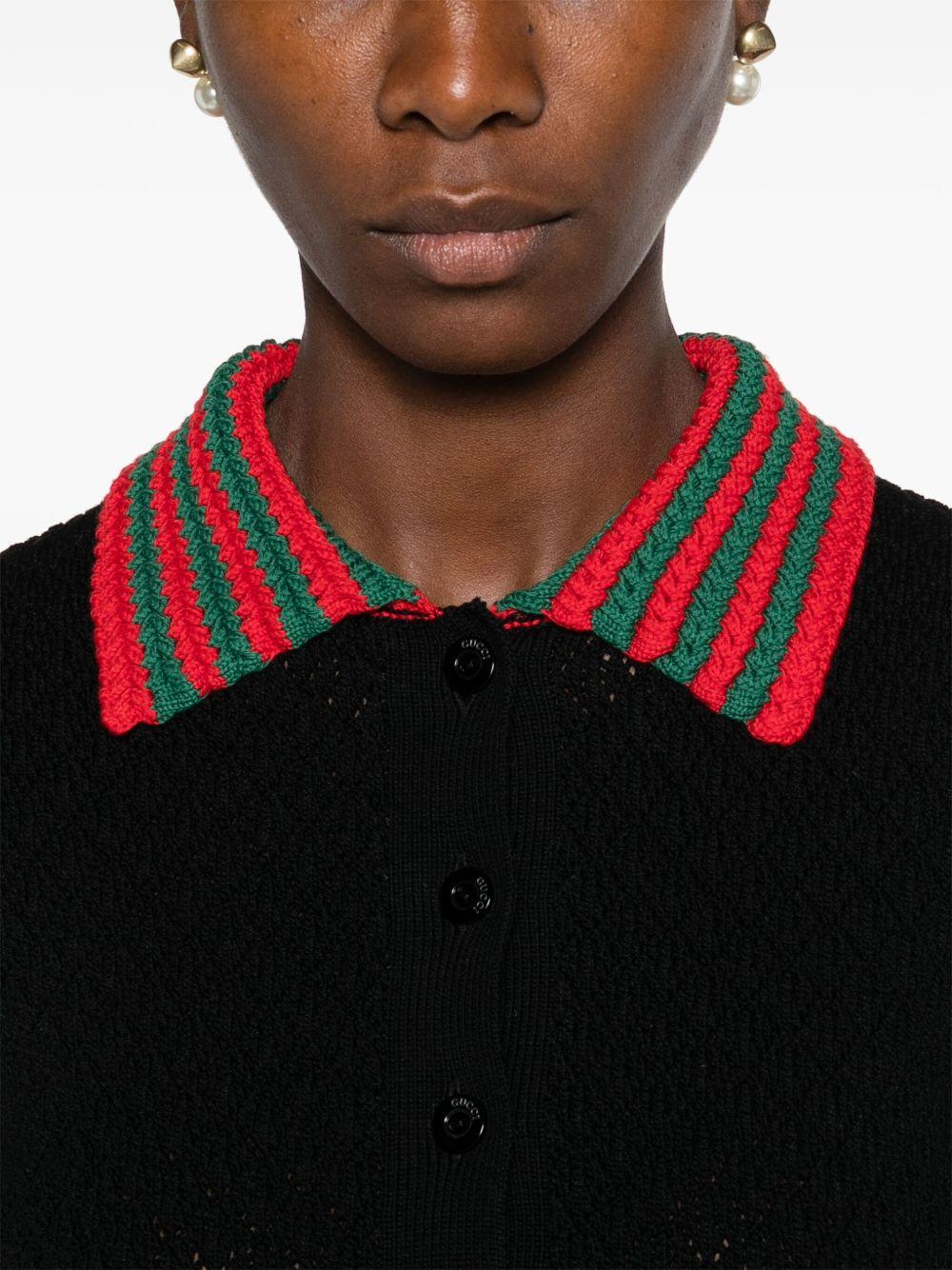 Tシャツ・カットソー GUCCI FW25 Black crochet polo shirt (827353XKEYQ 1000) 2025 collections - Tops MAN GUCCI - Ancote