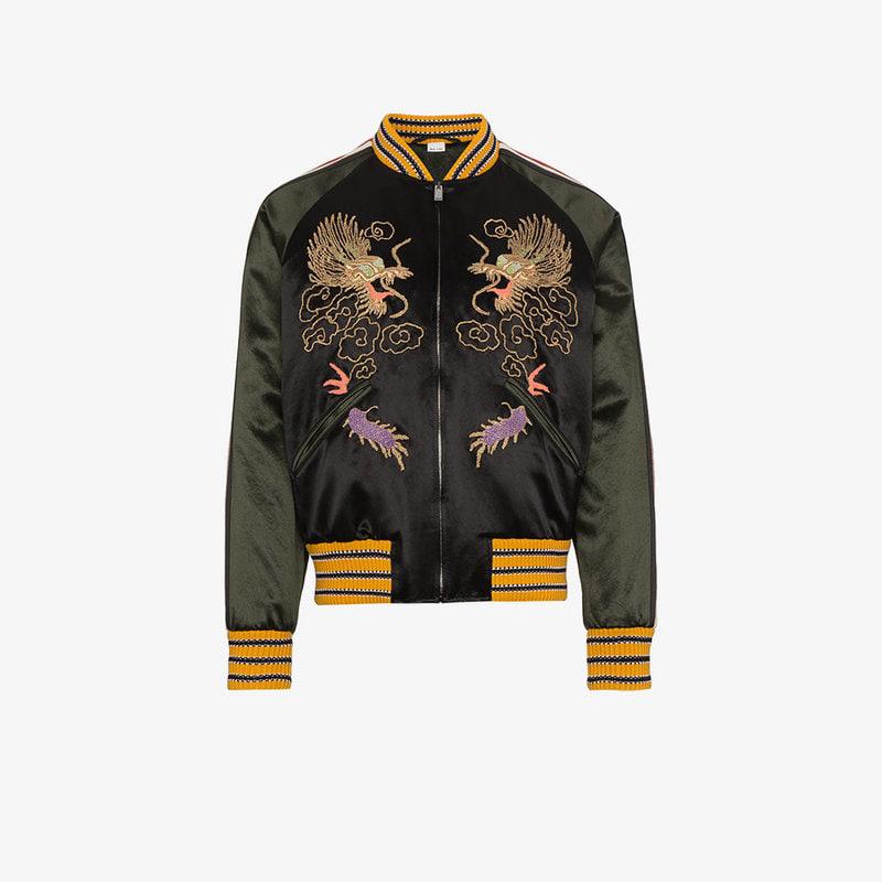 Gucci GG Embroidered Dragon Bomber Jacket in Black for Men Lyst