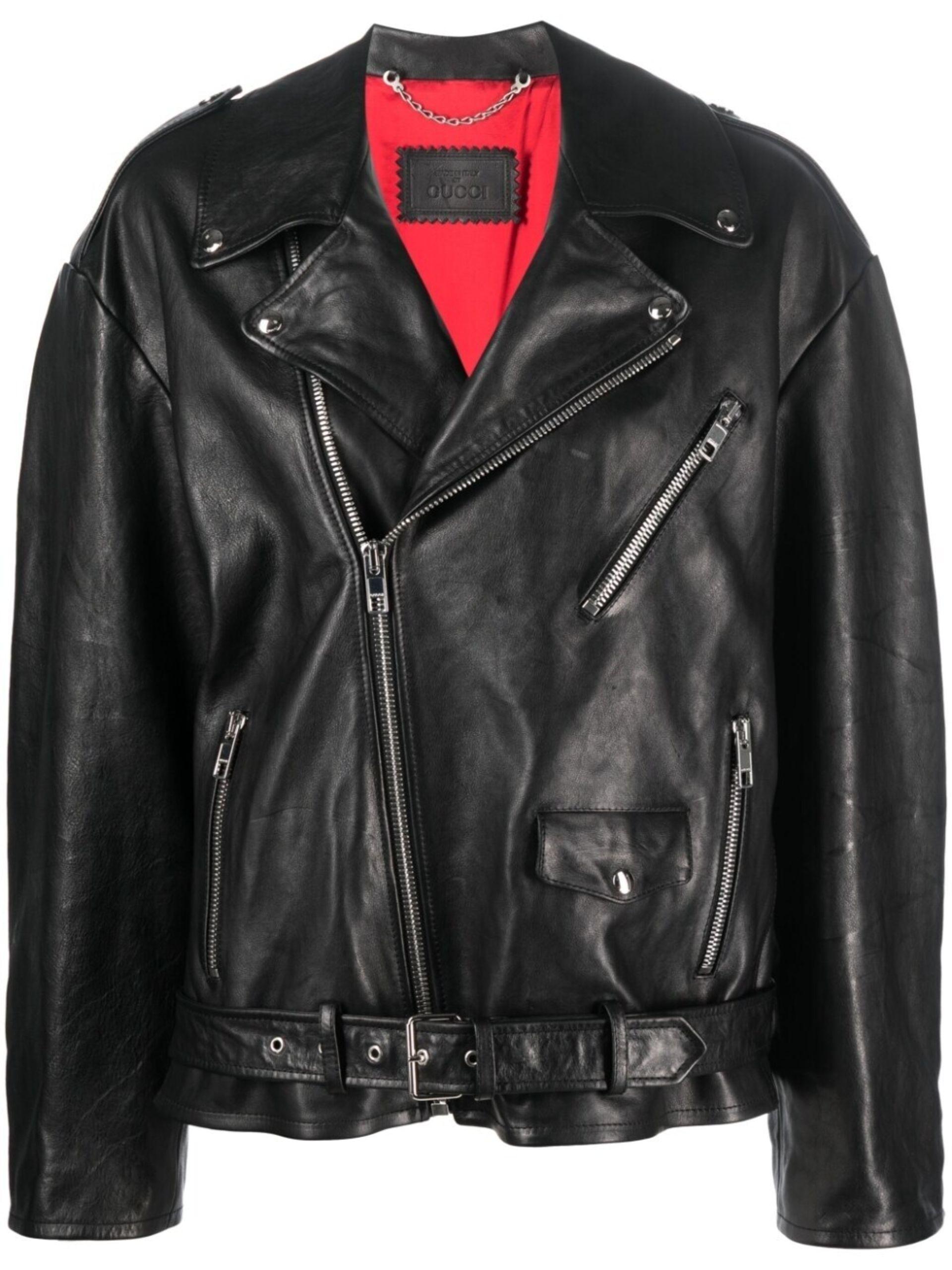 Gucci Oversized Biker Leather Jacket - Women's - Leather in Black | Lyst