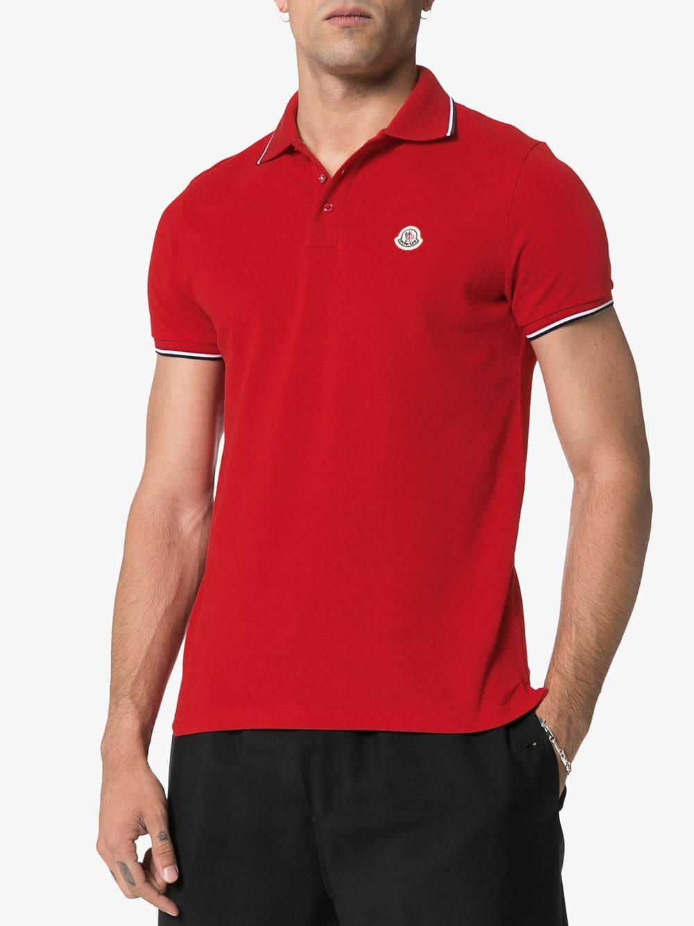 moncler burgundy polo shirt
