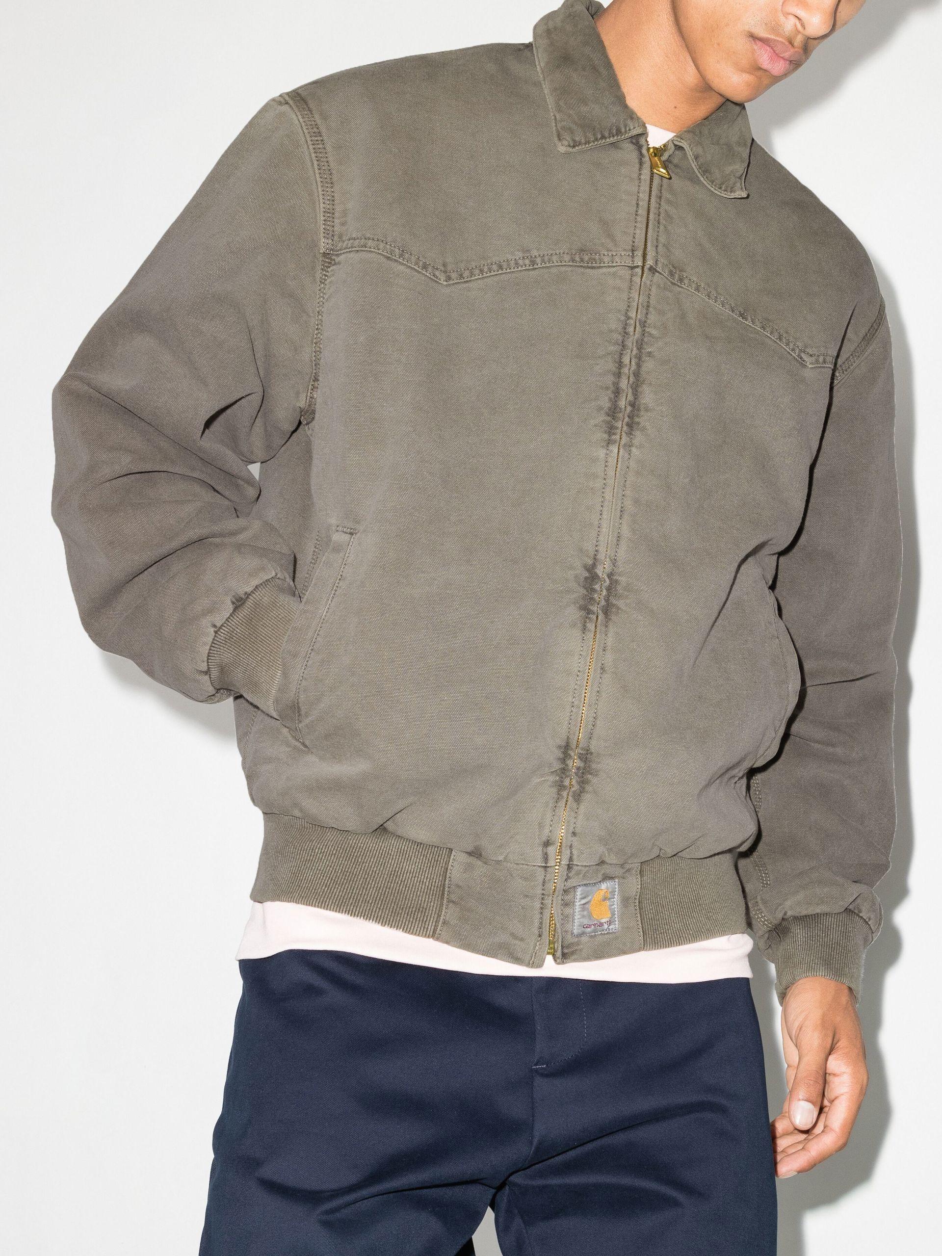 Carhartt WIP Grey Santa Fe Organic Cotton Bomber Jacket in Gray for Men |  Lyst
