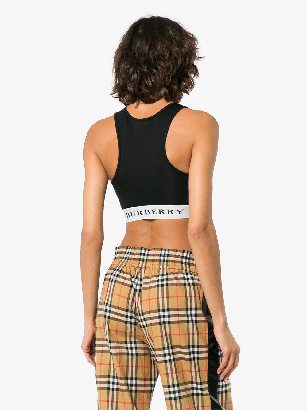Burberry Synthetic Black And White Betwa Sports Bra Lyst