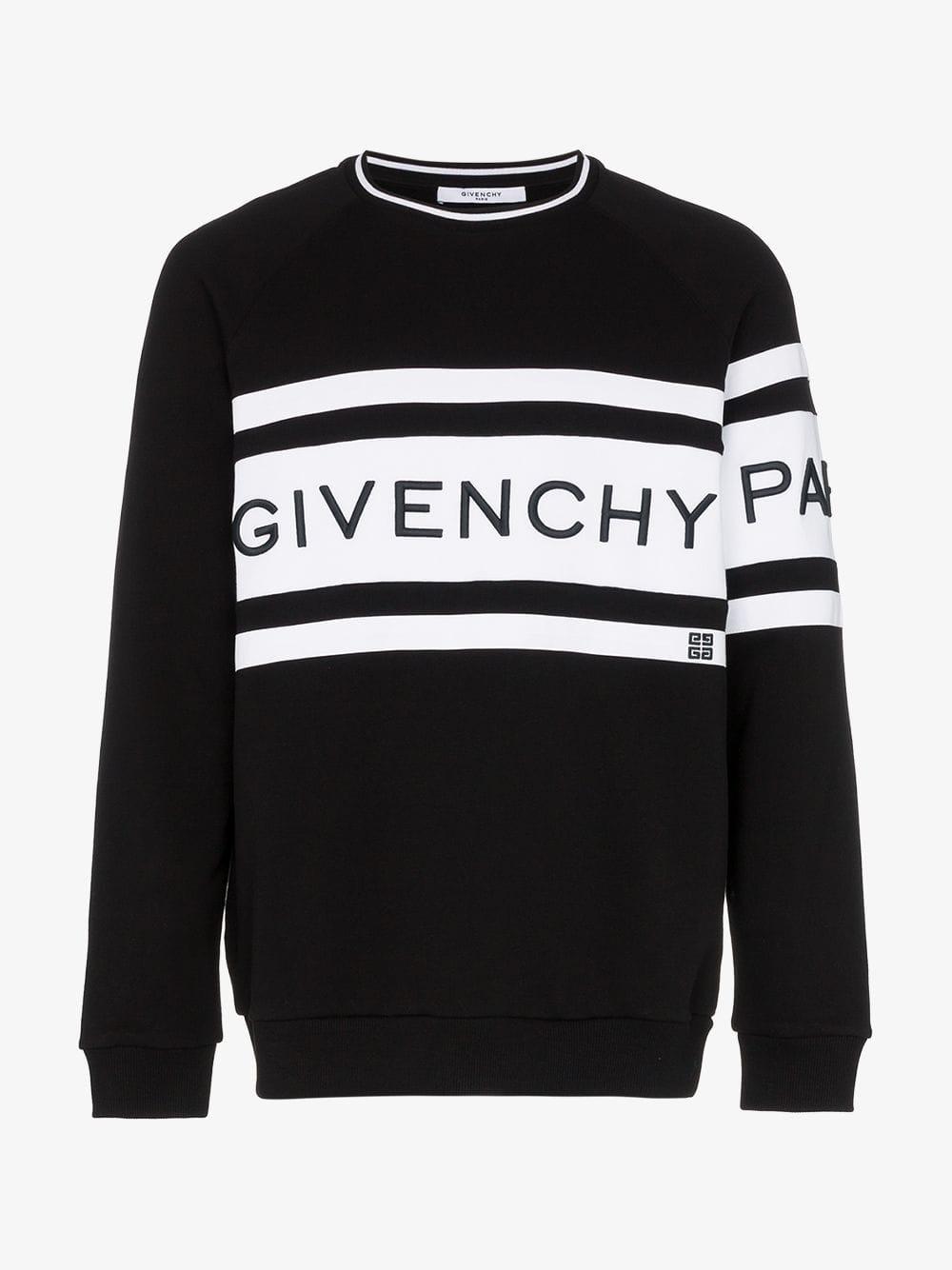 Givenchy Cotton Large Logo Crew Neck Sweater in Black for Men - Lyst