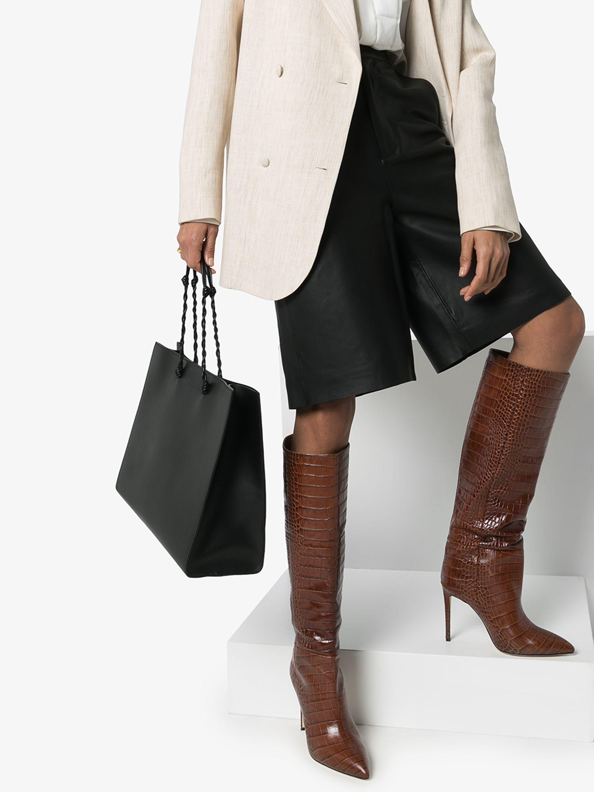 110 Mock Croc Knee-high Boots in Brown 