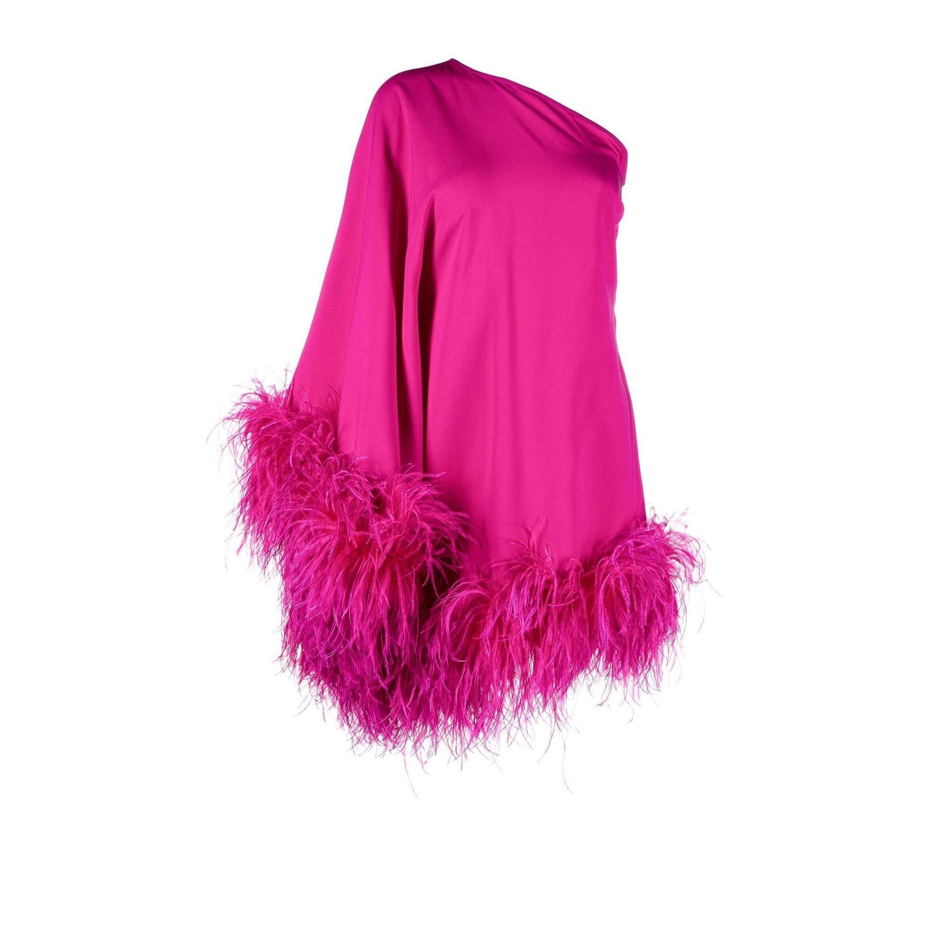 Taller Marmo Piccolo Ubud Feather Trim Mini Dress in Pink | Lyst