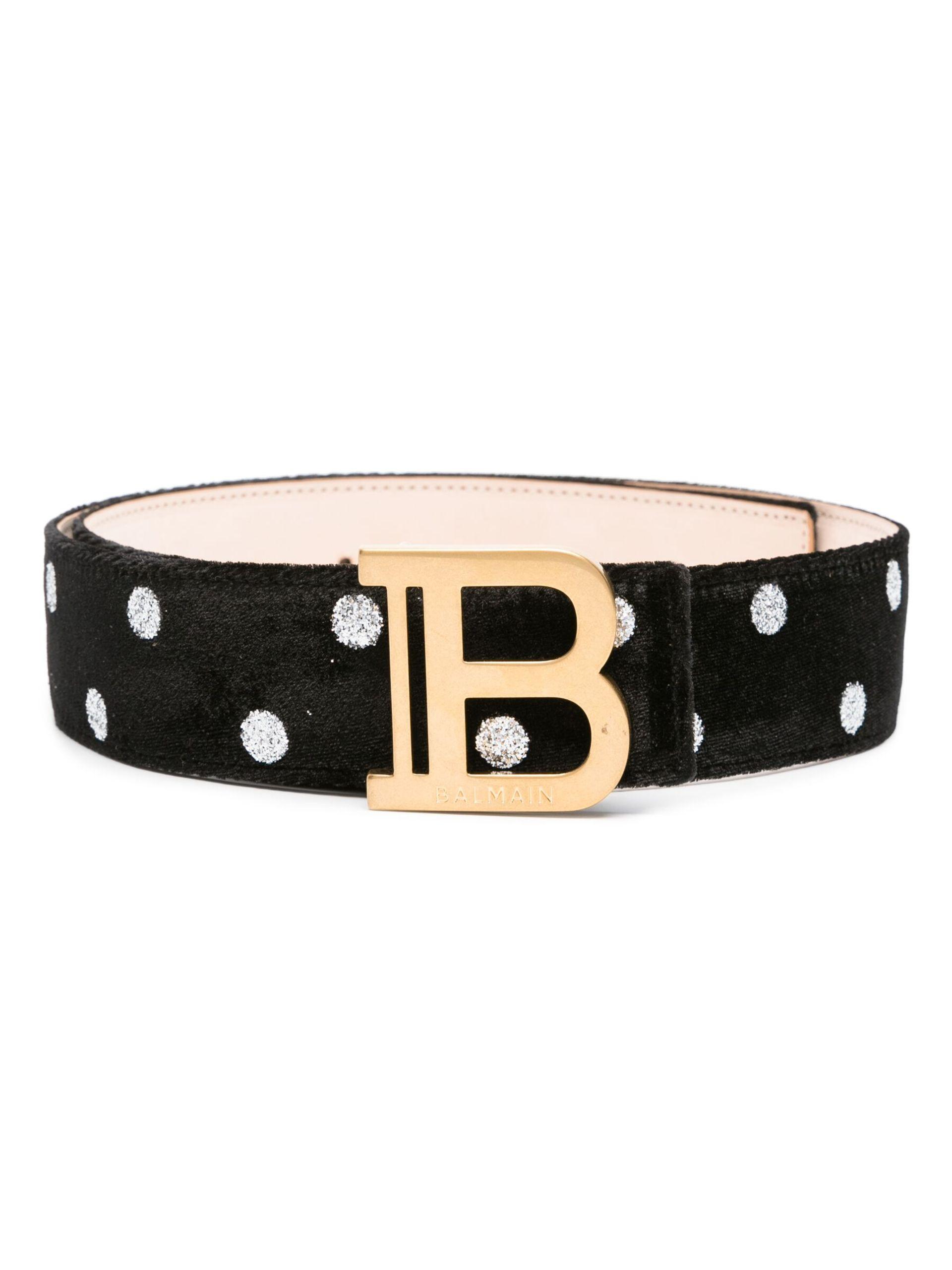 Balmain logo-plaque buckled belt - Black