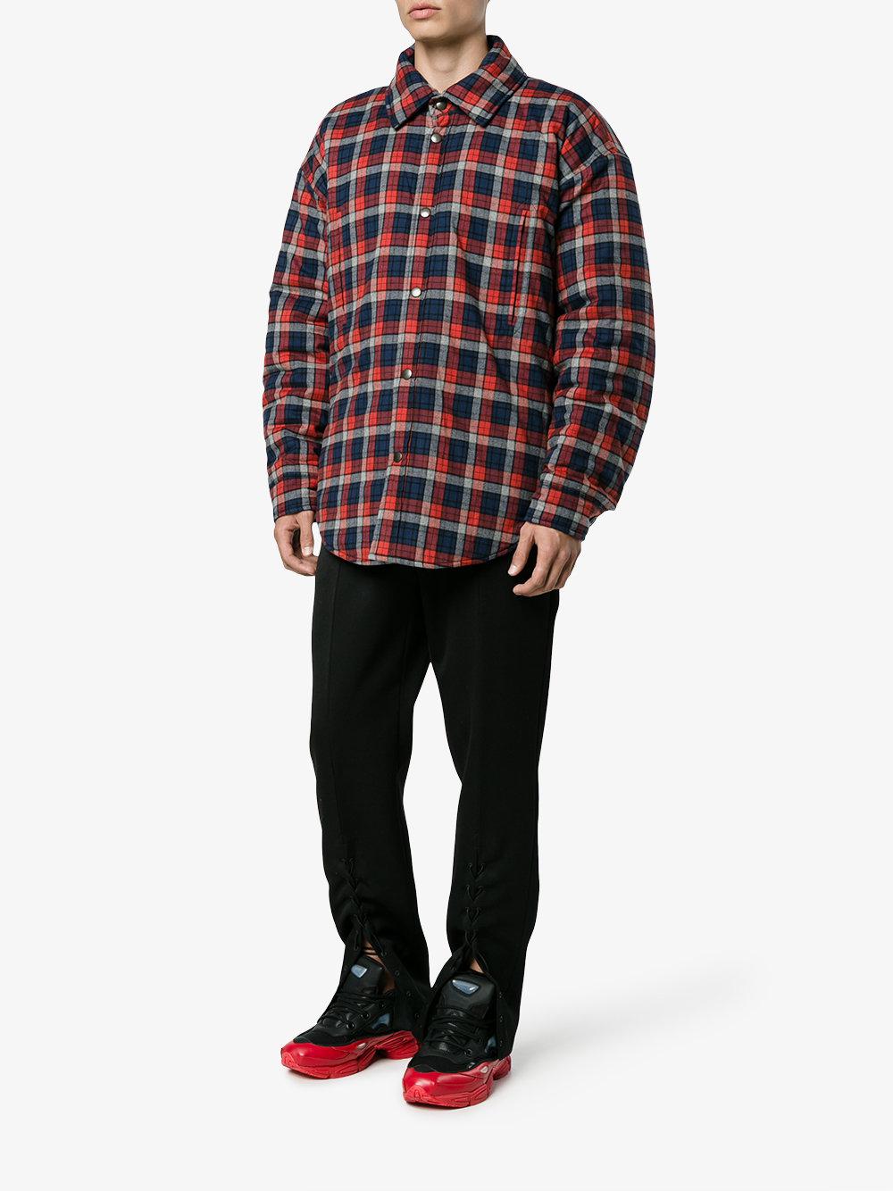 Balenciaga Cotton Peacoat Overshirt in Red for Men - Lyst