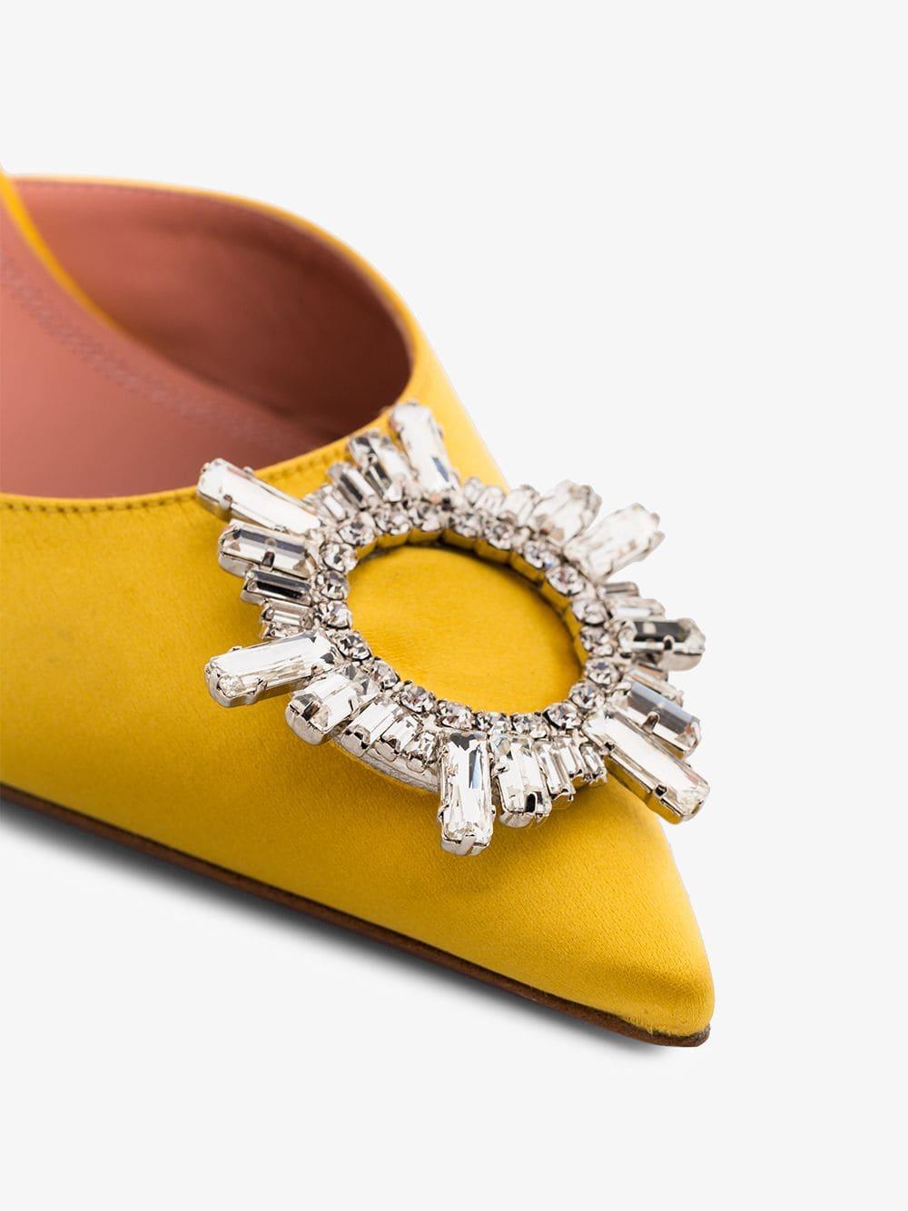 yellow amina muaddi shoes