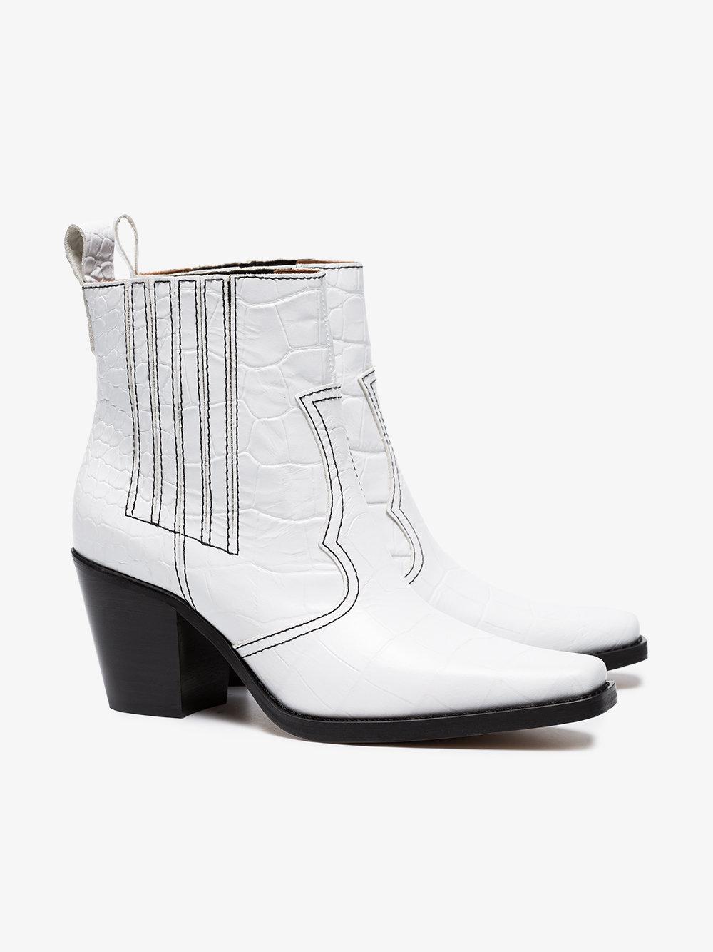 ganni callie boots white