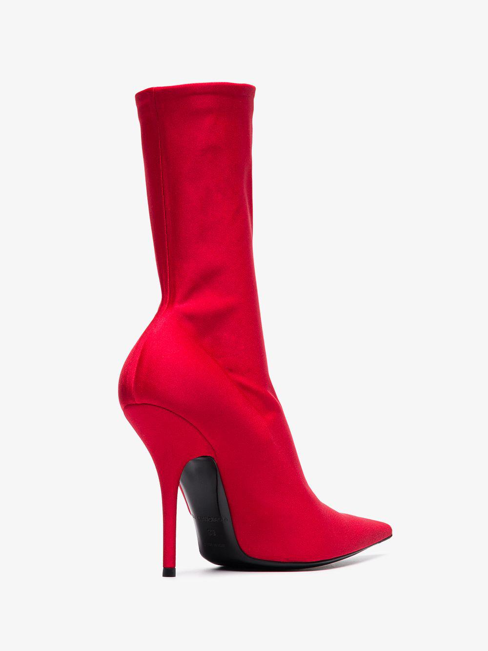 Balenciaga Knife Stretch Knit Bootie in Red