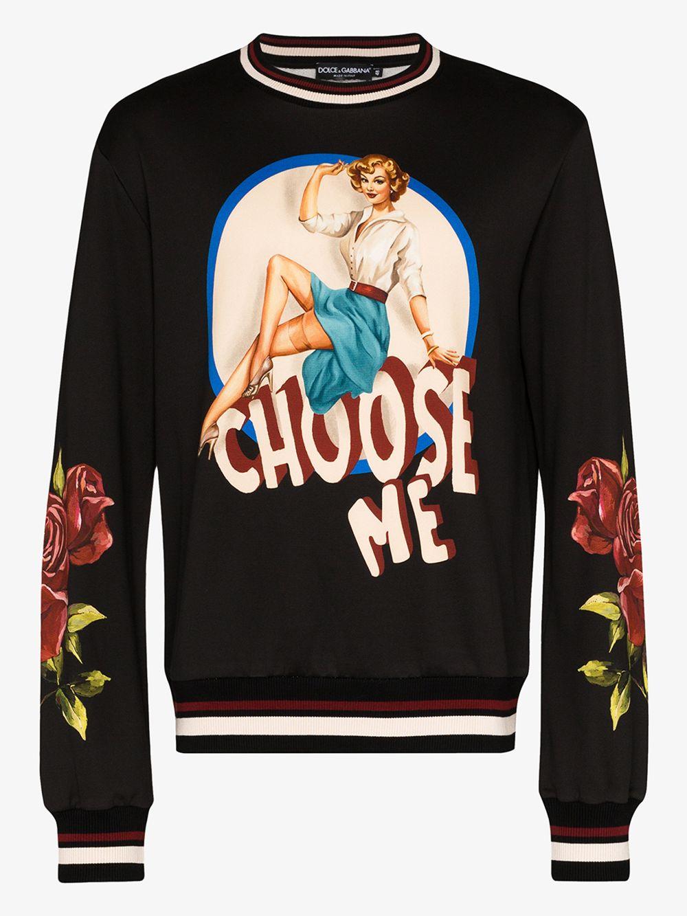 Dolce & Gabbana Pin Up Choose Me Cotton Sweatshirt in Black for Men | Lyst