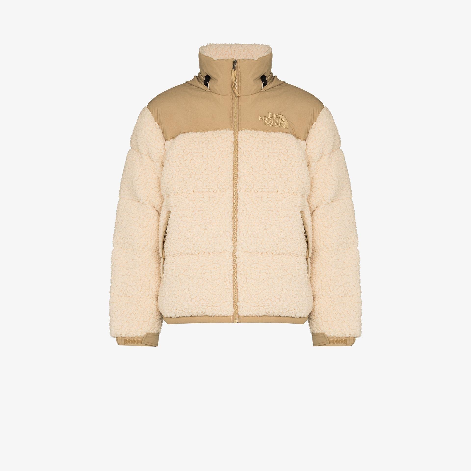 The North Face Beige Nuptse Sherpa Fleece Jacket in Natural for