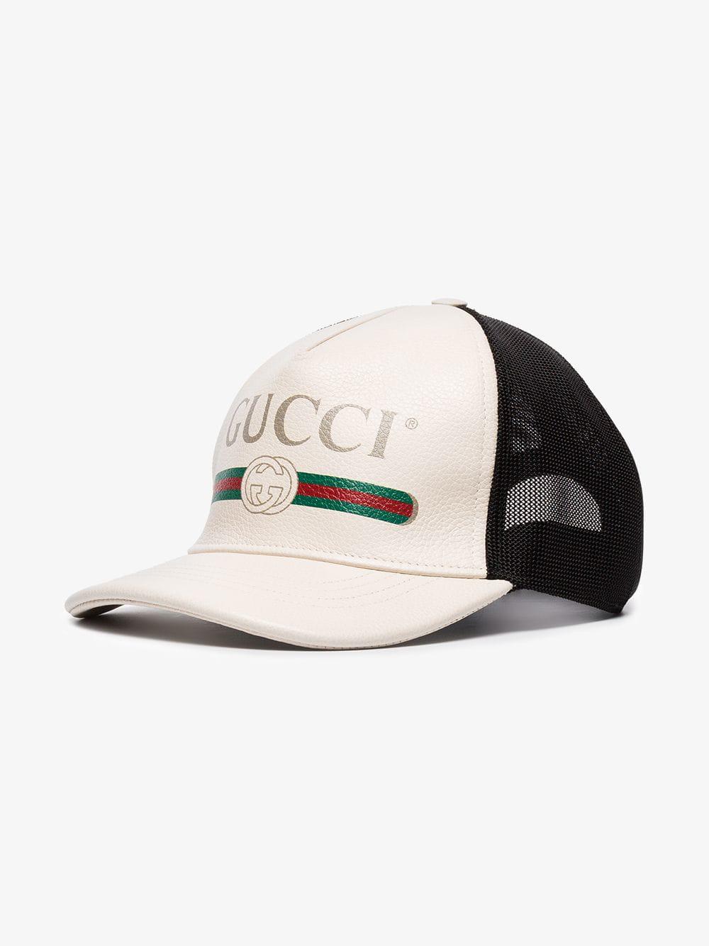 Gucci Print Leather Baseball Hat in White Leather (White) - Lyst