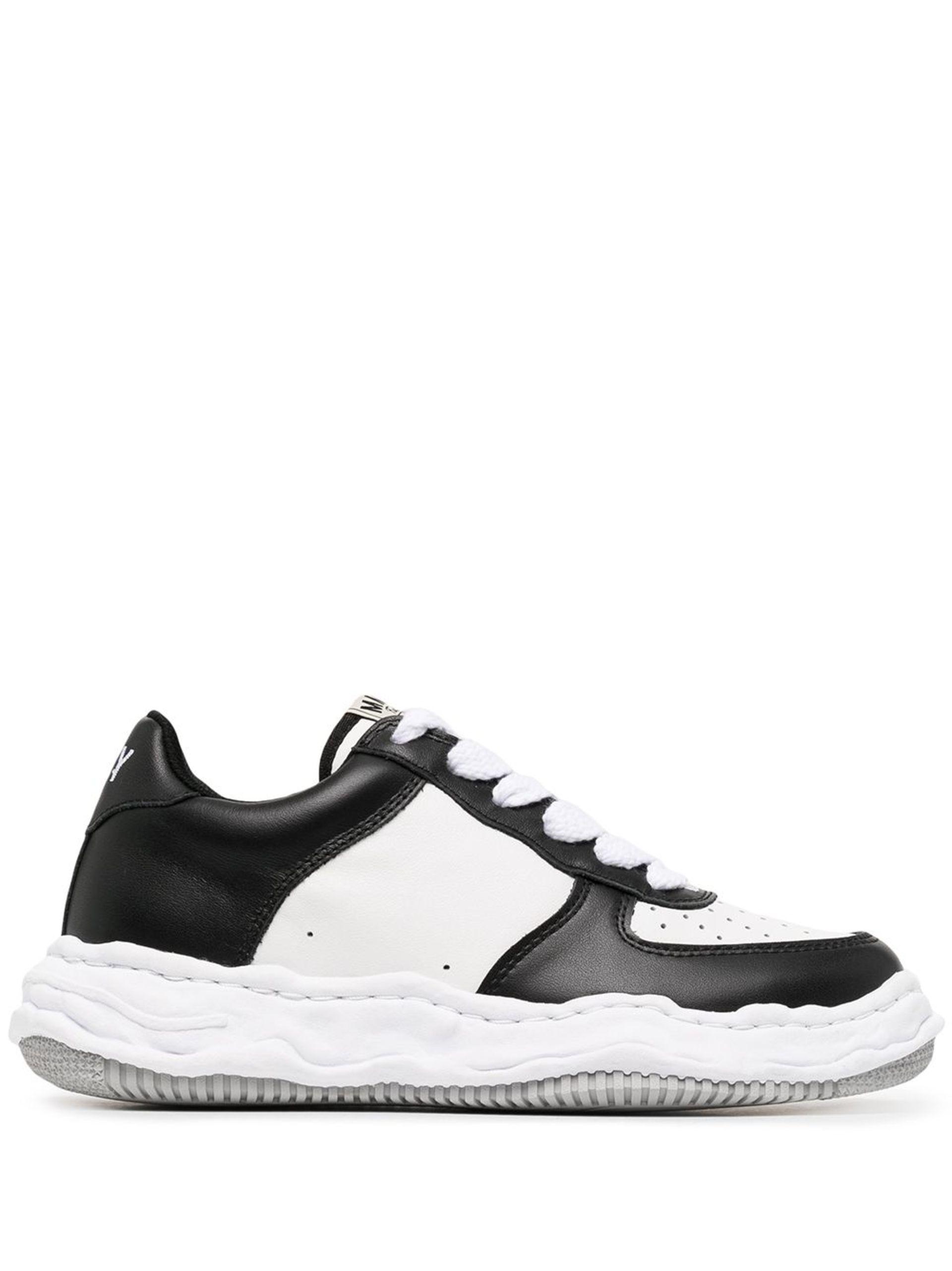 Men's Black White Patent Leather detailing Mid Top Sneakers By Brune 