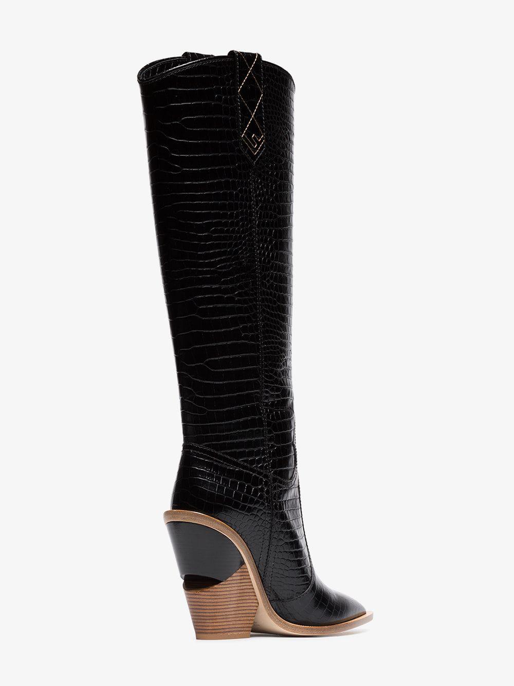 Fendi Fur Stamped-leather Cowboy Boots 