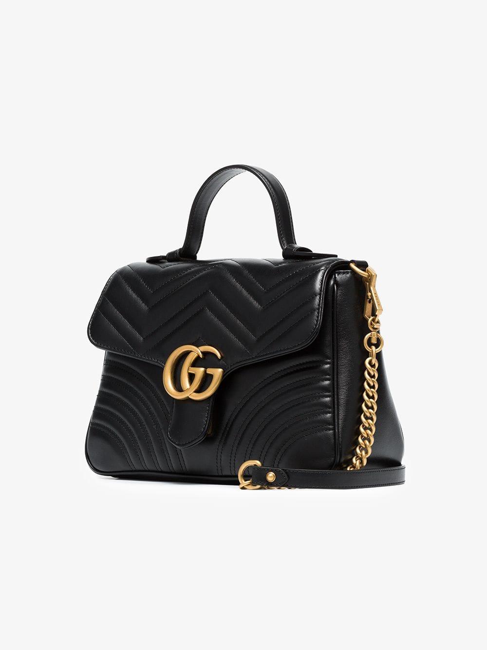 Gucci Black GG Marmont Small Top Handle Bag | Lyst