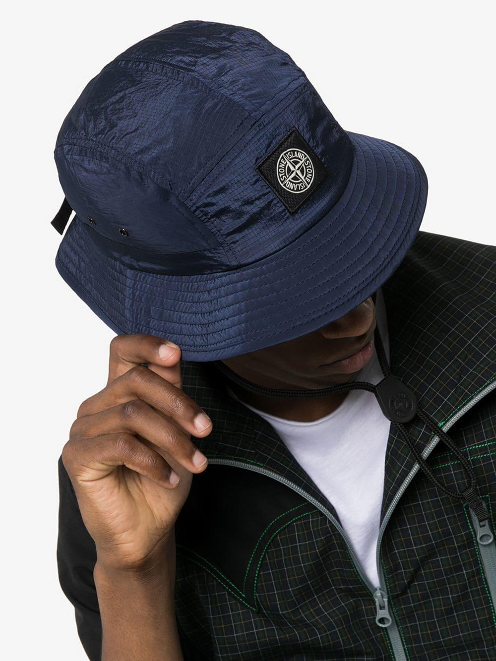 Aanpassen donor smog Stone Island Blue Logo Patch Ripstop Bucket Hat for Men | Lyst