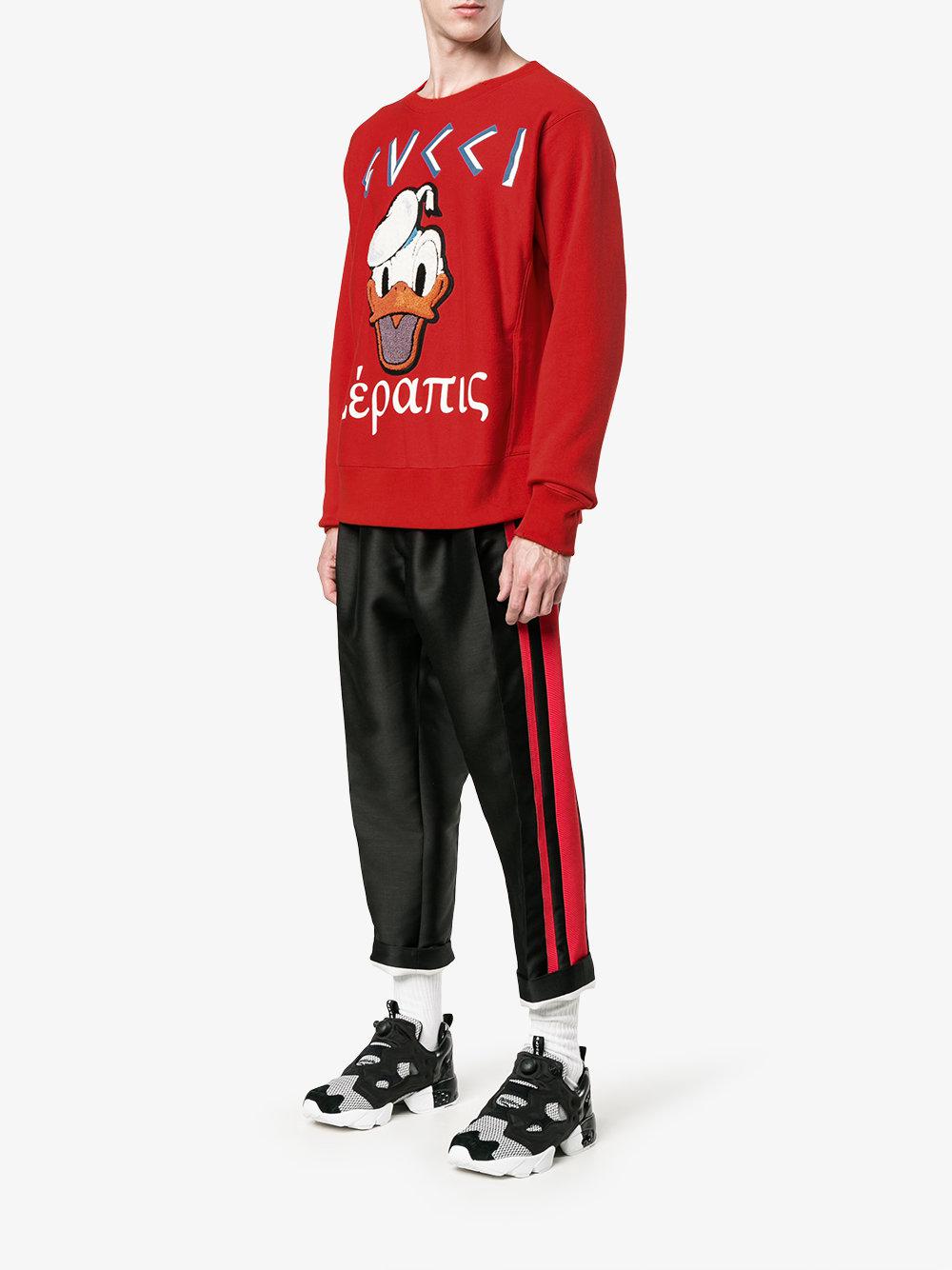 Gucci Donald Duck Applique Sweatshirt in Red for Men | Lyst