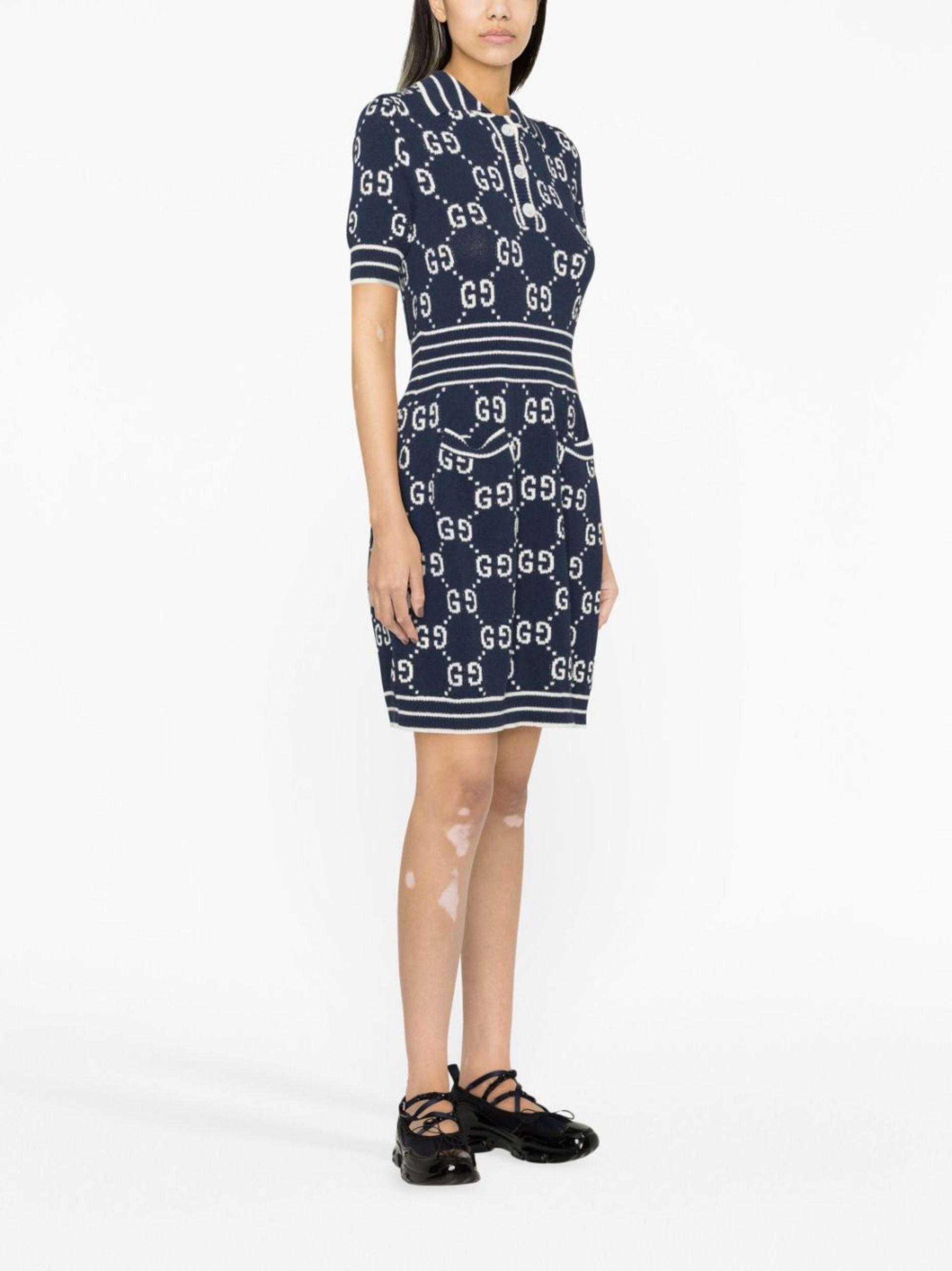 Gucci Gg Cotton Jacquard Polo Dress, Size Xs, , Ready-To