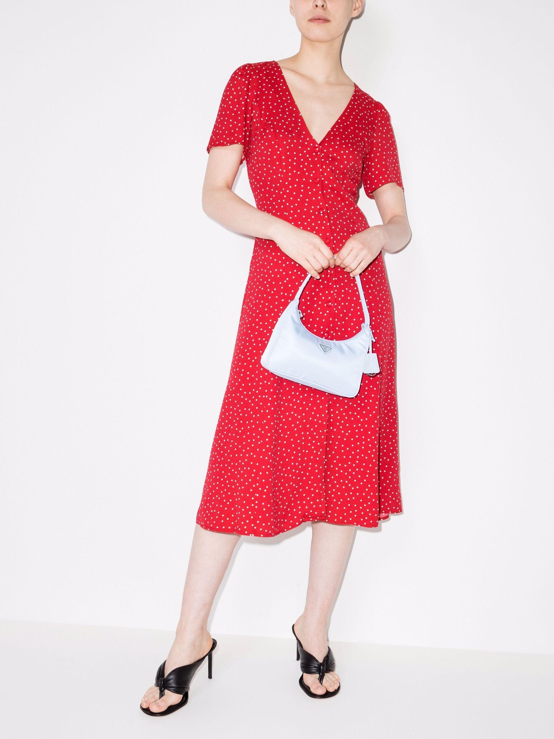 Reformation Locklin Polka Dot Crêpe Midi Dress - Women's - Viscose/rayon in  Red | Lyst