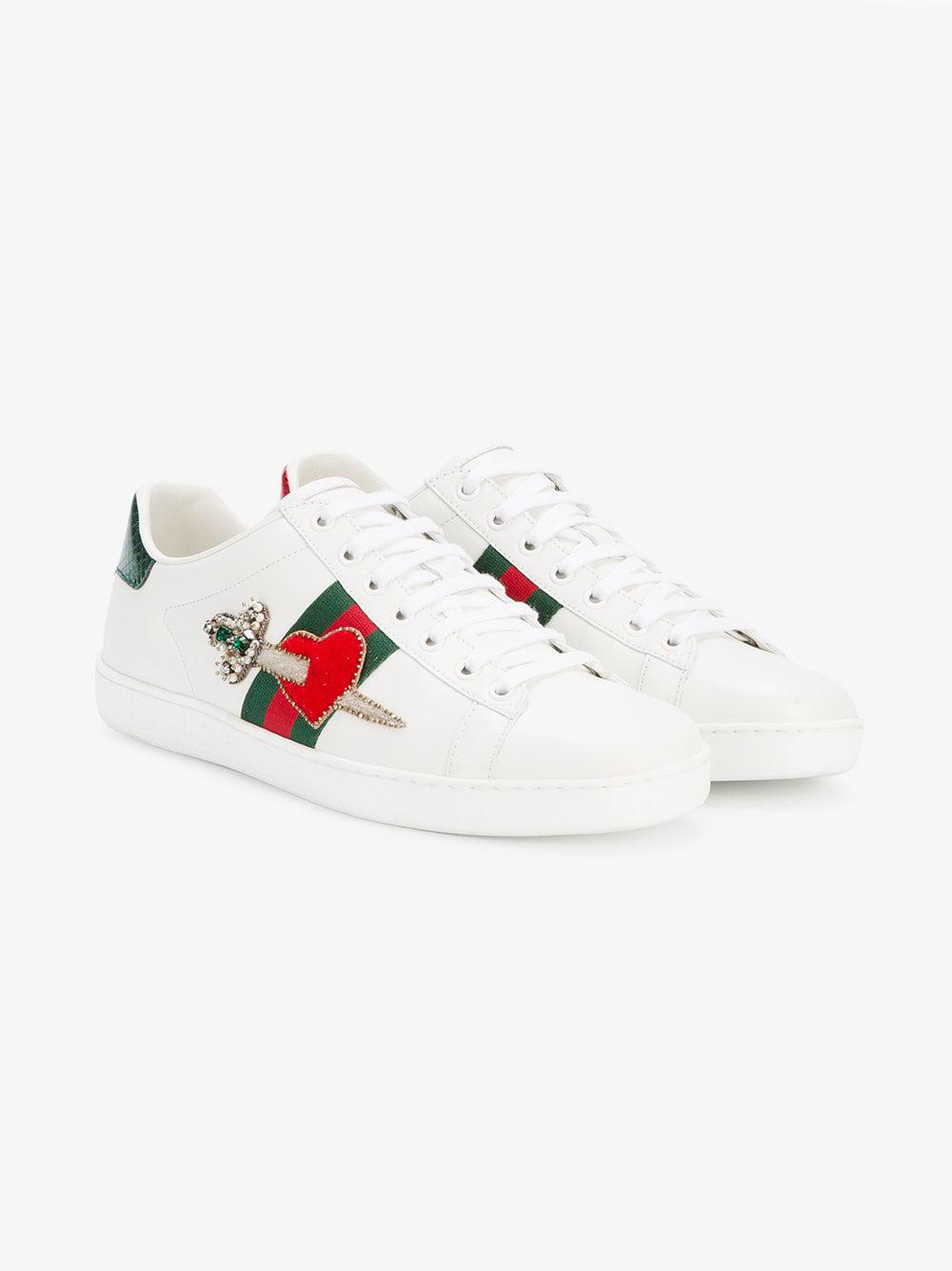 gucci white sneakers with hearts