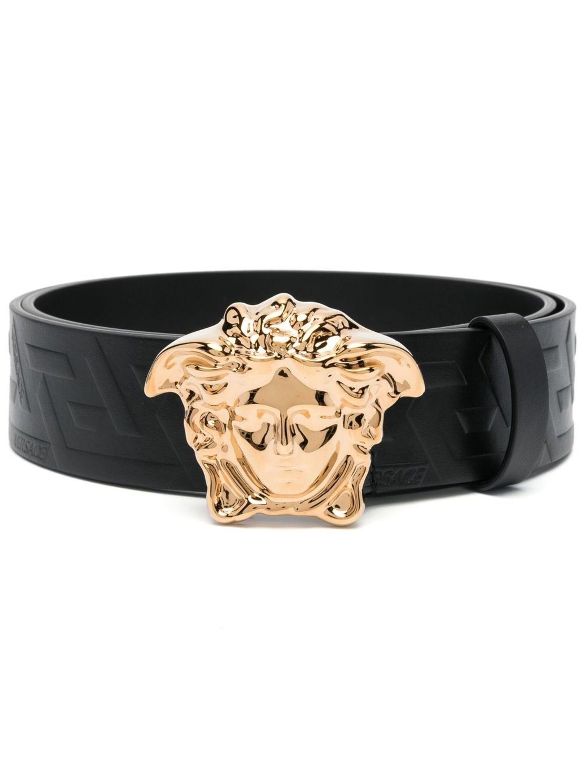Versace Black & Gold La Medusa Greca Belt for Men | Lyst