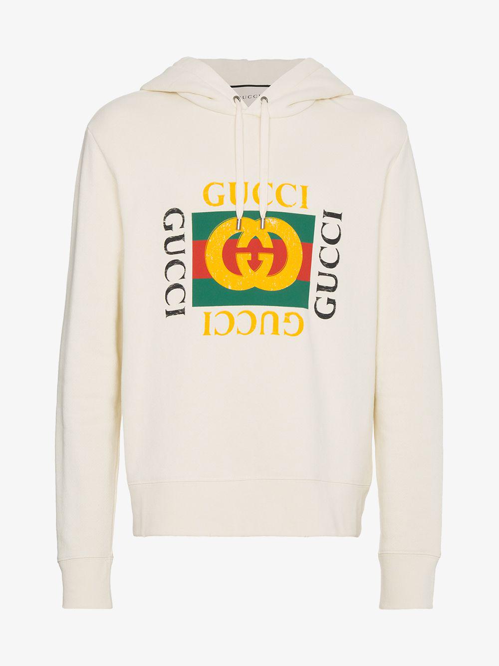 Gucci Gg Fake Hooded Sweatshirt in Natural for Men | Lyst