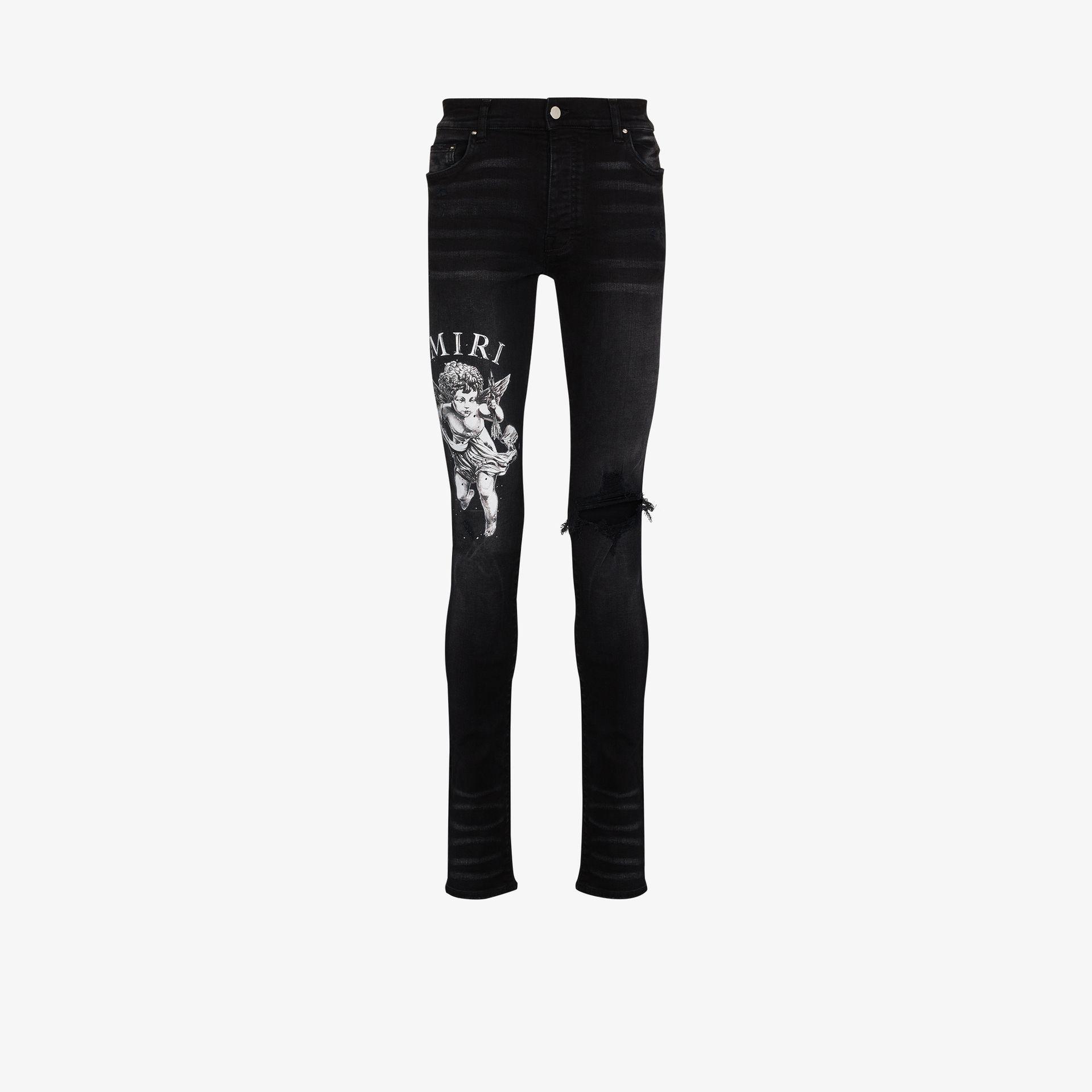Amiri Cherub Print Skinny Jeans in Black for Men | Lyst