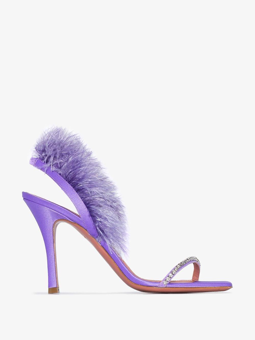 AMINA MUADDI Purple Adowa Satin Crystal Feather Sandals - Save 17% - Lyst