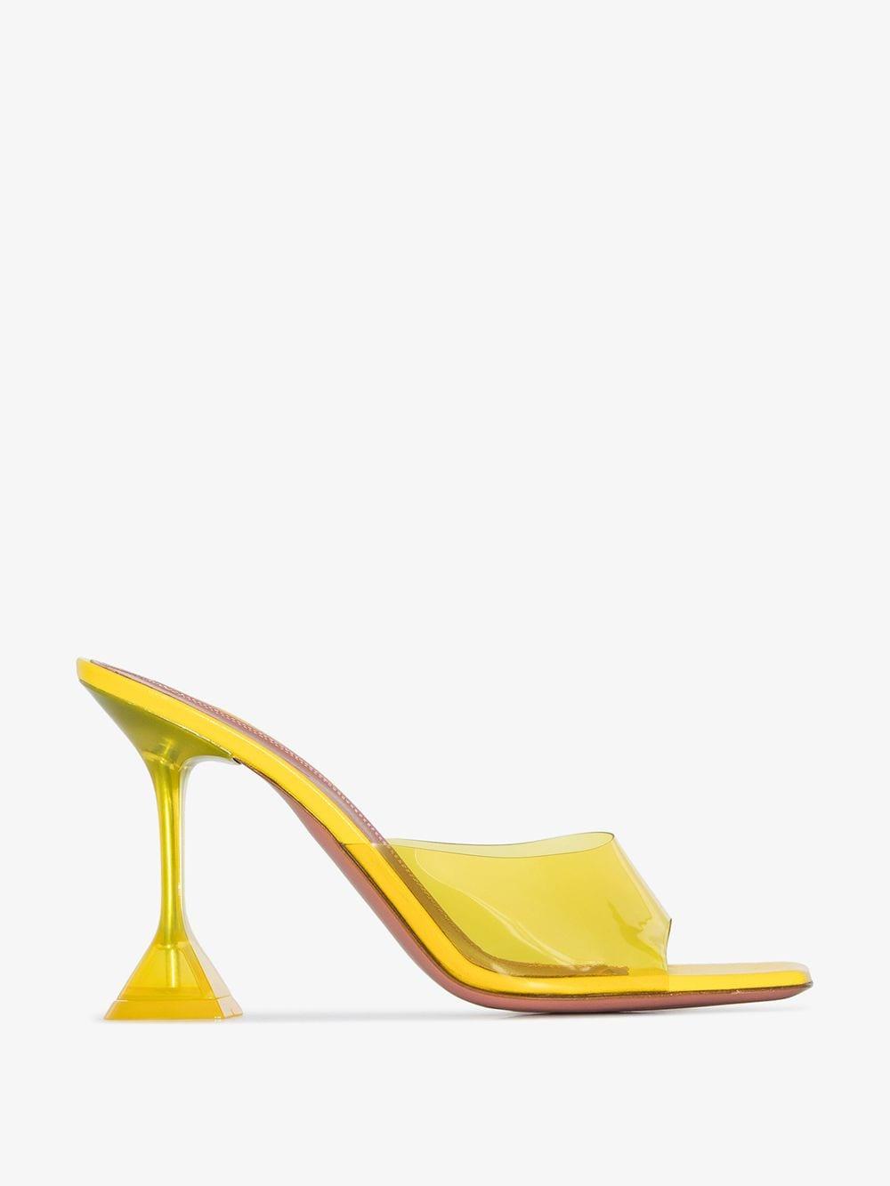 AMINA MUADDI Leather Lupita Pvc Metallic Mules in Yellow | Lyst
