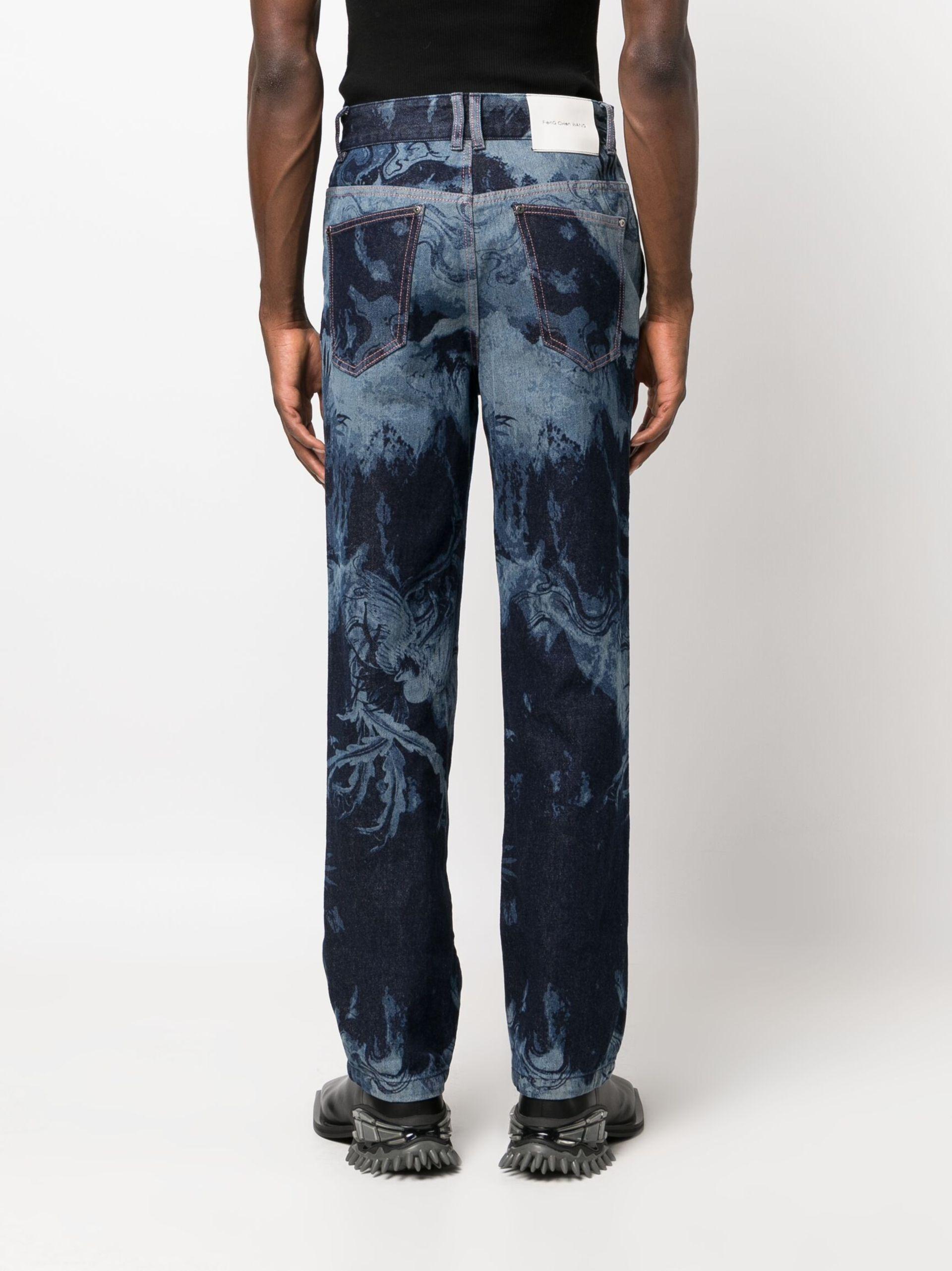 Feng Chen Wang Phoenix Straight Leg Jeans - Men's - Cotton in Blue