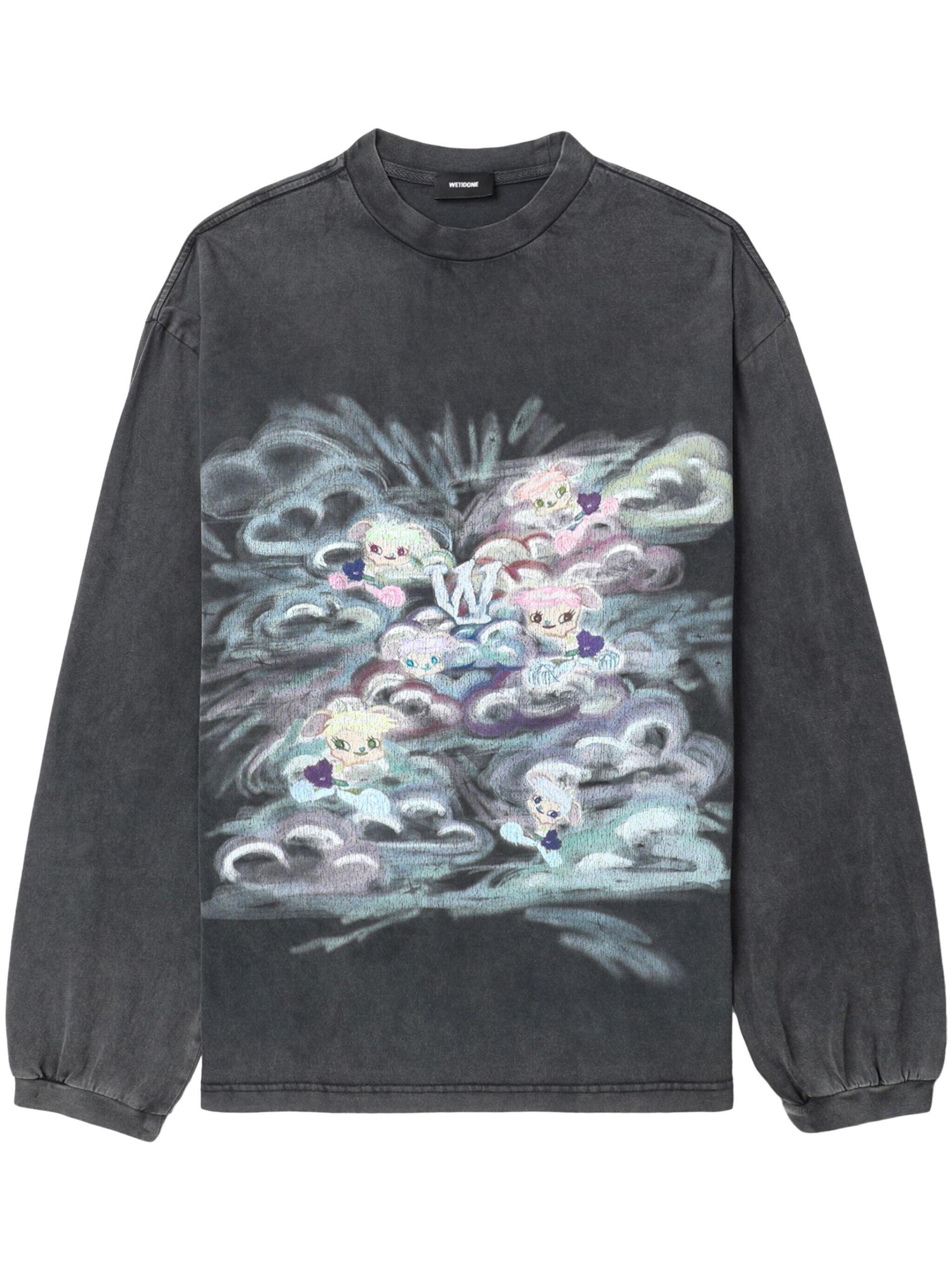 We11done logo-print cotton hoodie - Grey